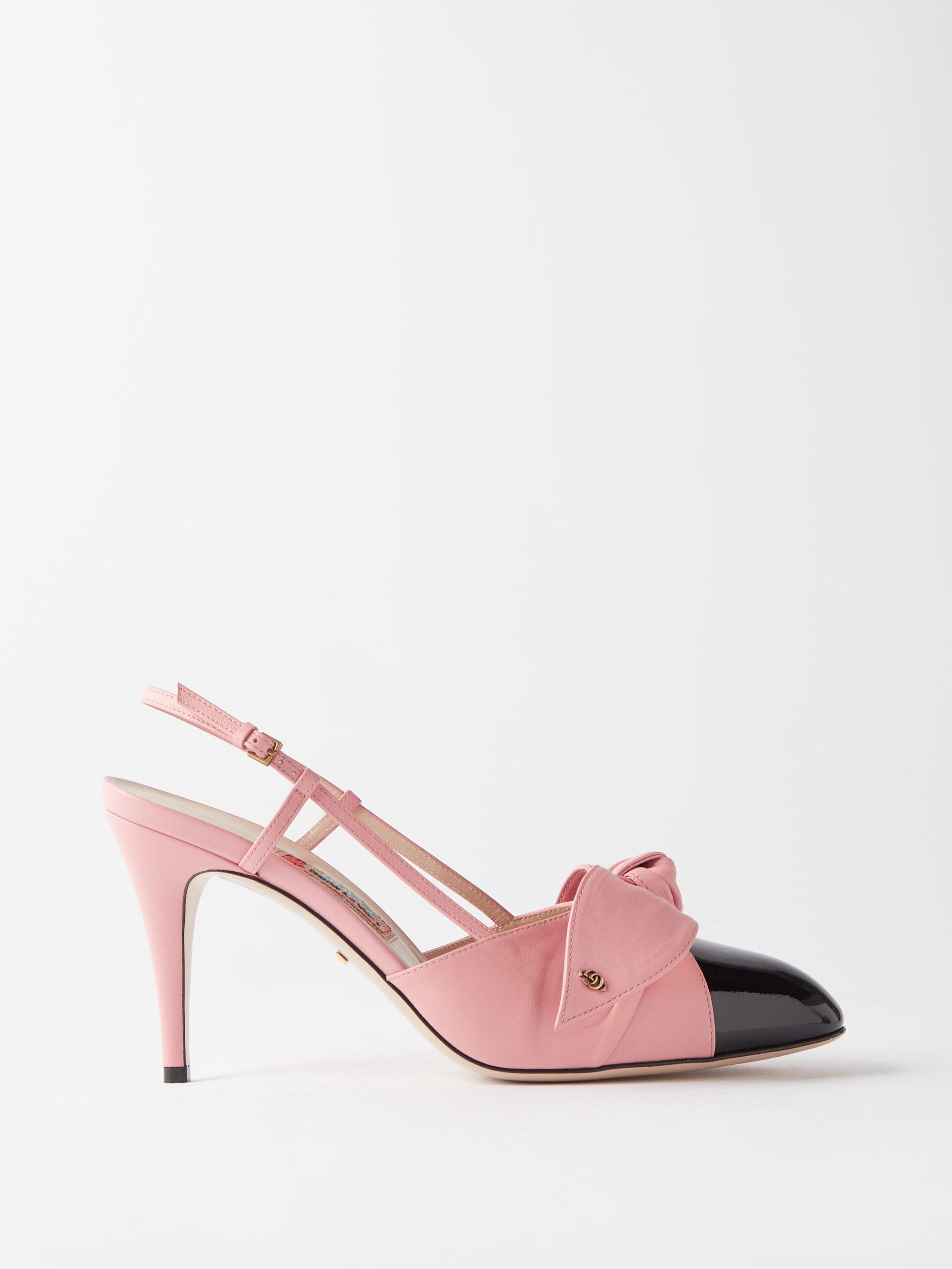 Gucci Agata Bow Patent-toe Leather Slingback Pumps in Pink | Lyst
