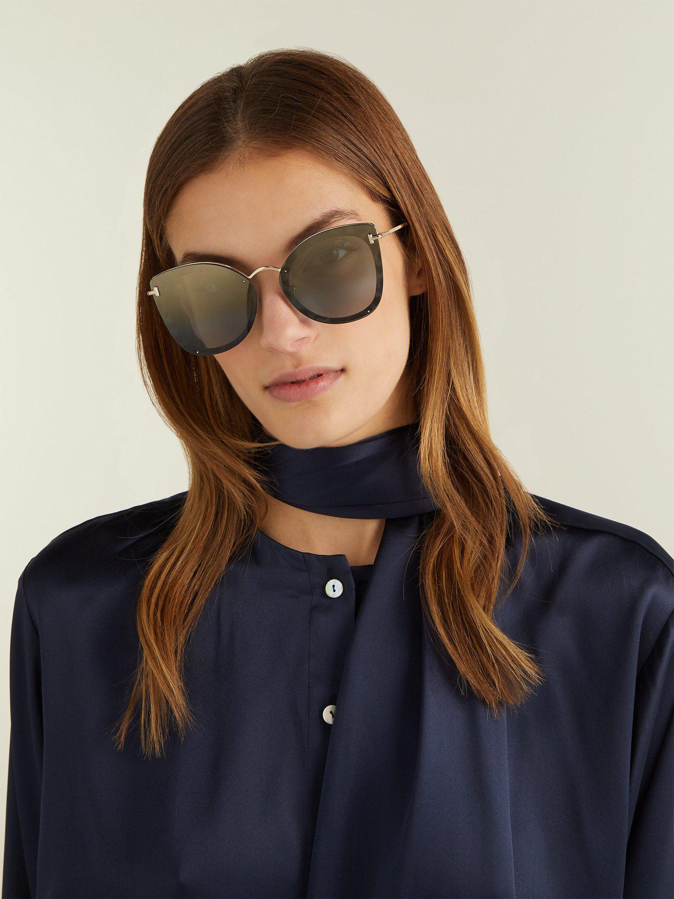 Tom Ford Charlotte Oversized Cat Eye Acetate Sunglasses in Blue | Lyst
