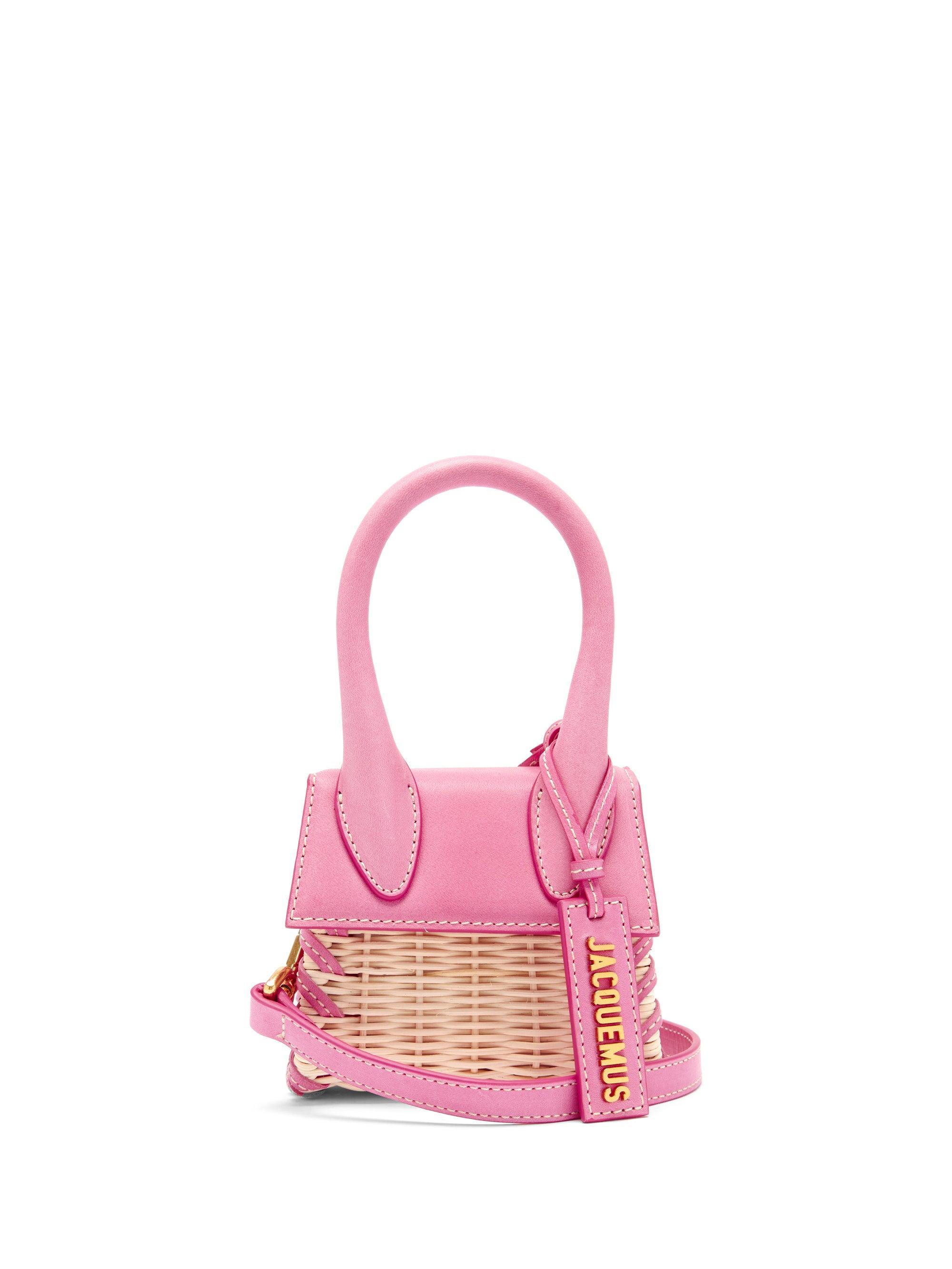 Jacquemus Le Chiquito Leather-trimmed Wicker Tote in Pink | Lyst