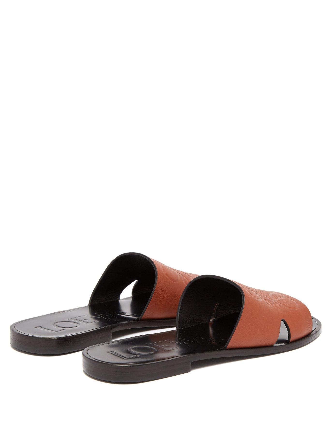 Loewe Anagram Leather Slides | Lyst