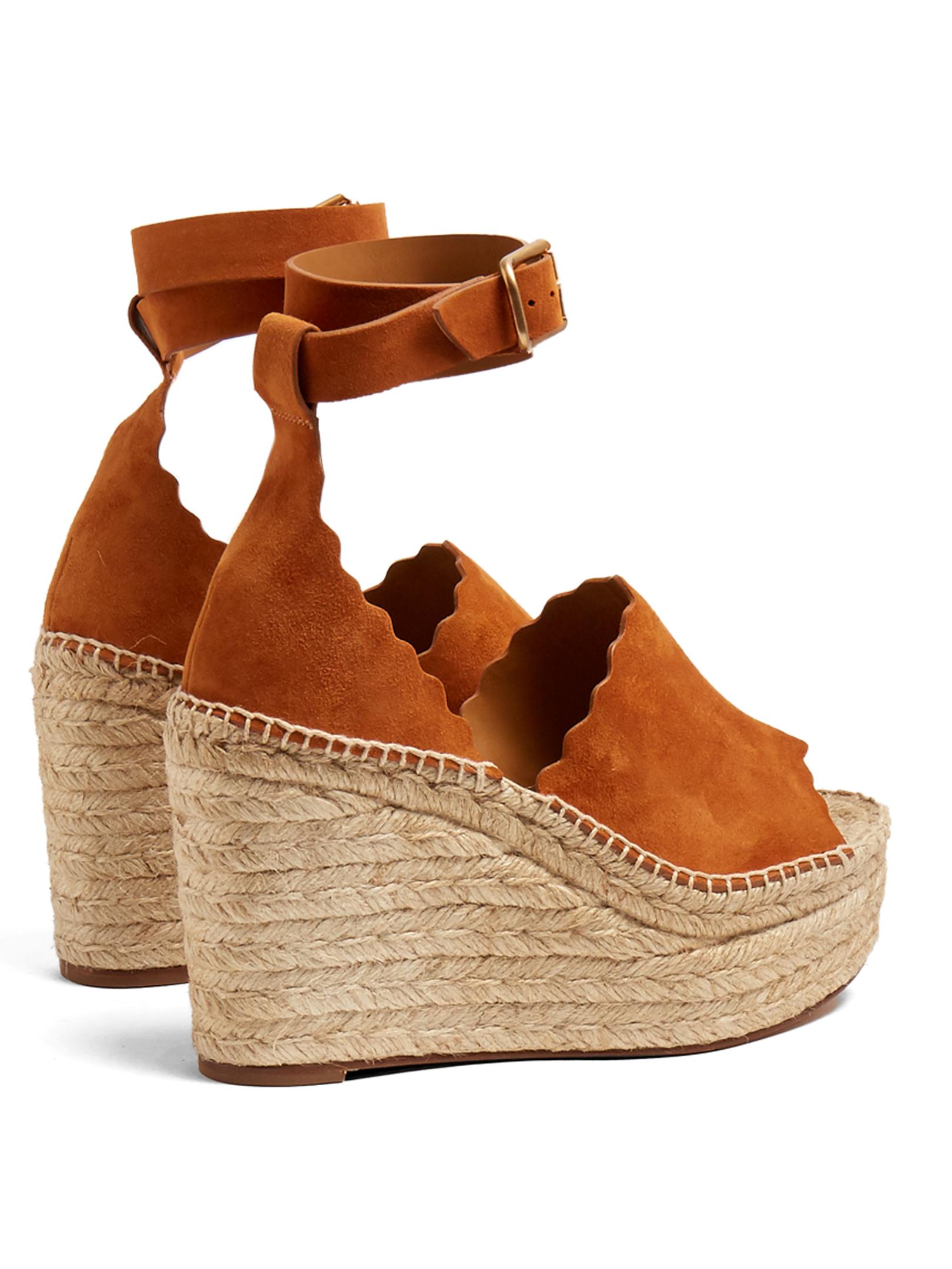 brown suede espadrille wedge