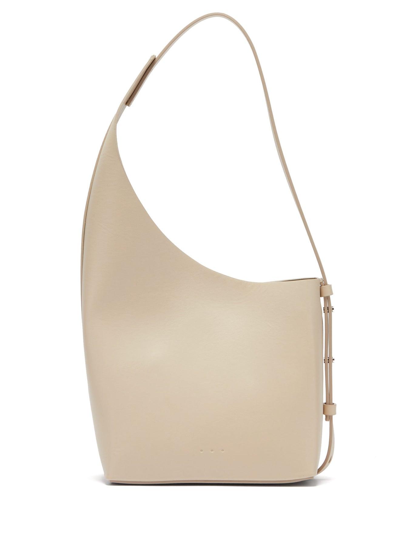 Aesther Ekme Demi Lune Smooth Leather Shoulder Bag In Off White