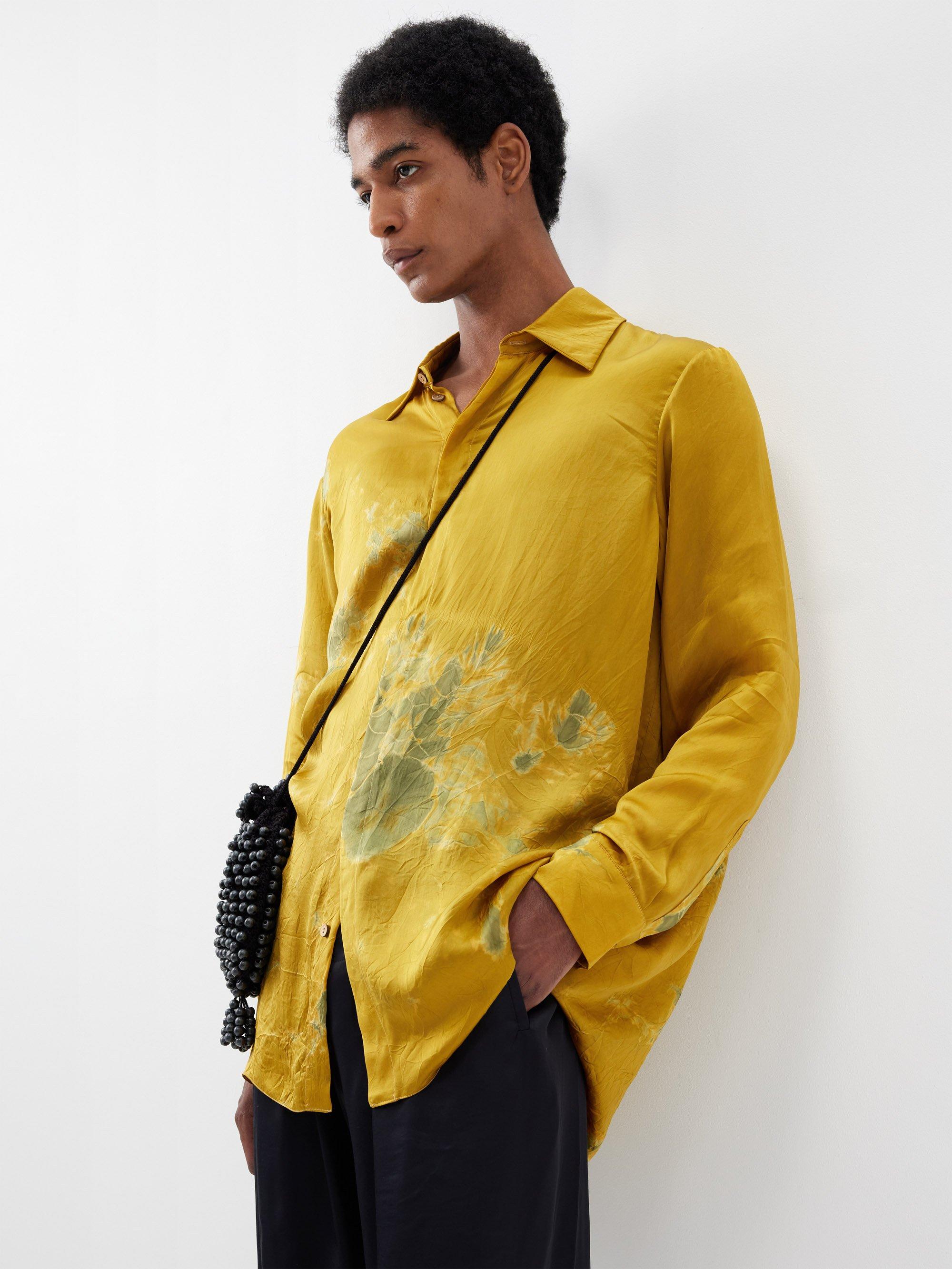 Delos Clio Shibori-dyed Satin Shirt in Yellow for Men | Lyst