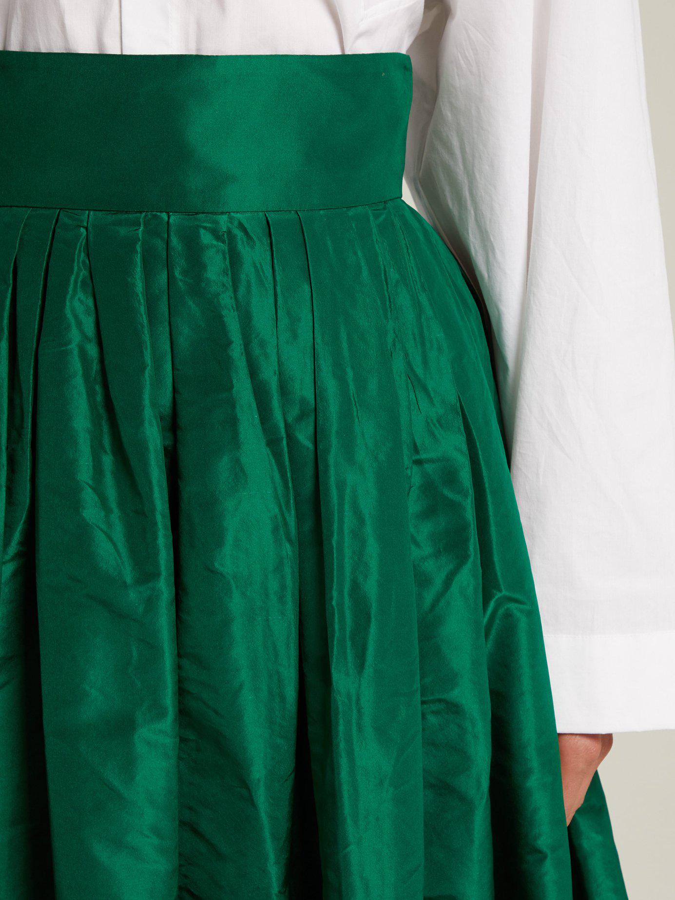 Carolina Herrera High Rise Silk Taffeta Ball Gown Skirt in Green - Lyst