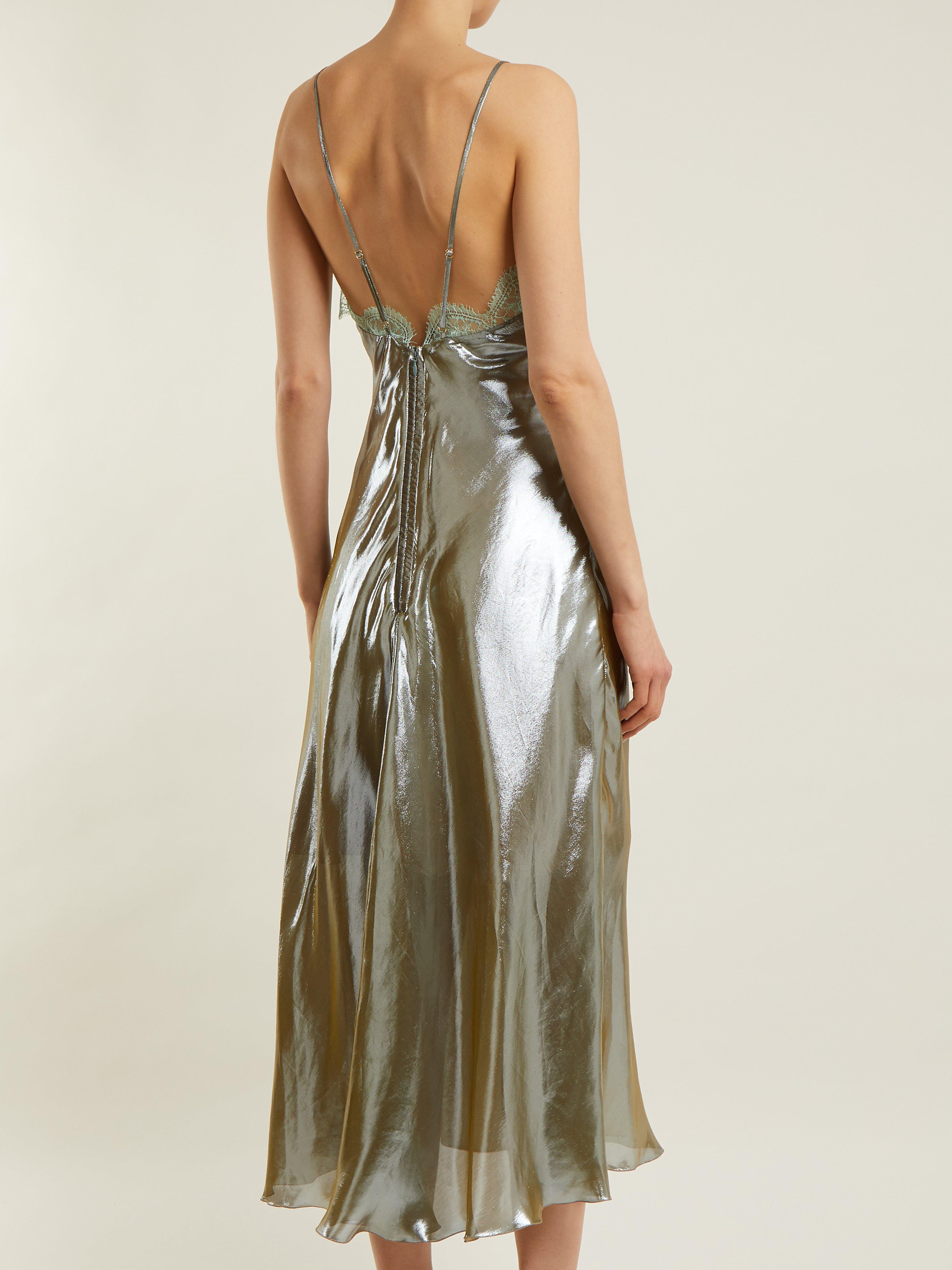 Maria Lucia Hohan Silk Jade Lace Trimmed Slip Dress in Light Green ...
