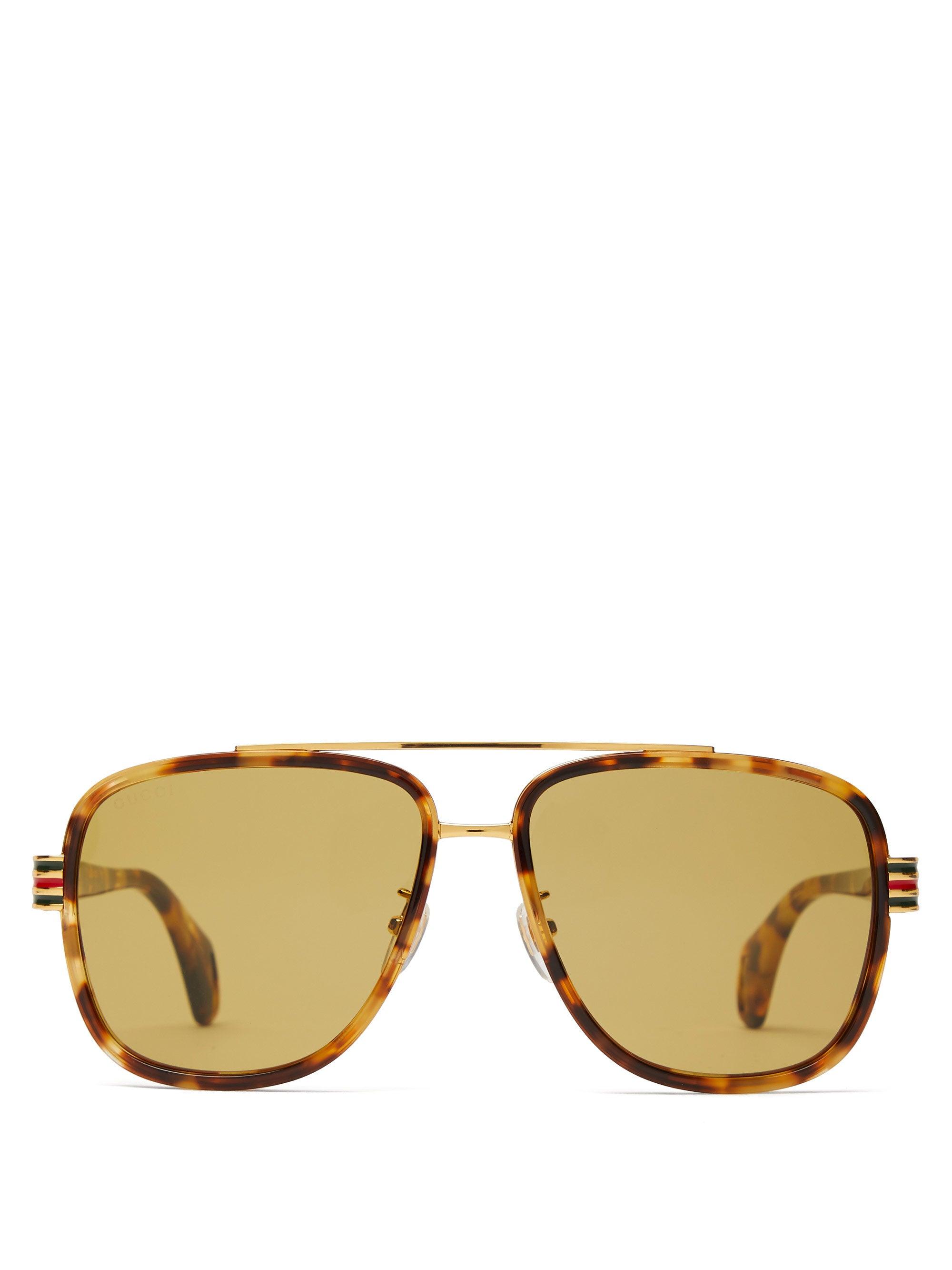 Gucci Web-stripe Aviator Acetate Sunglasses for Men | Lyst