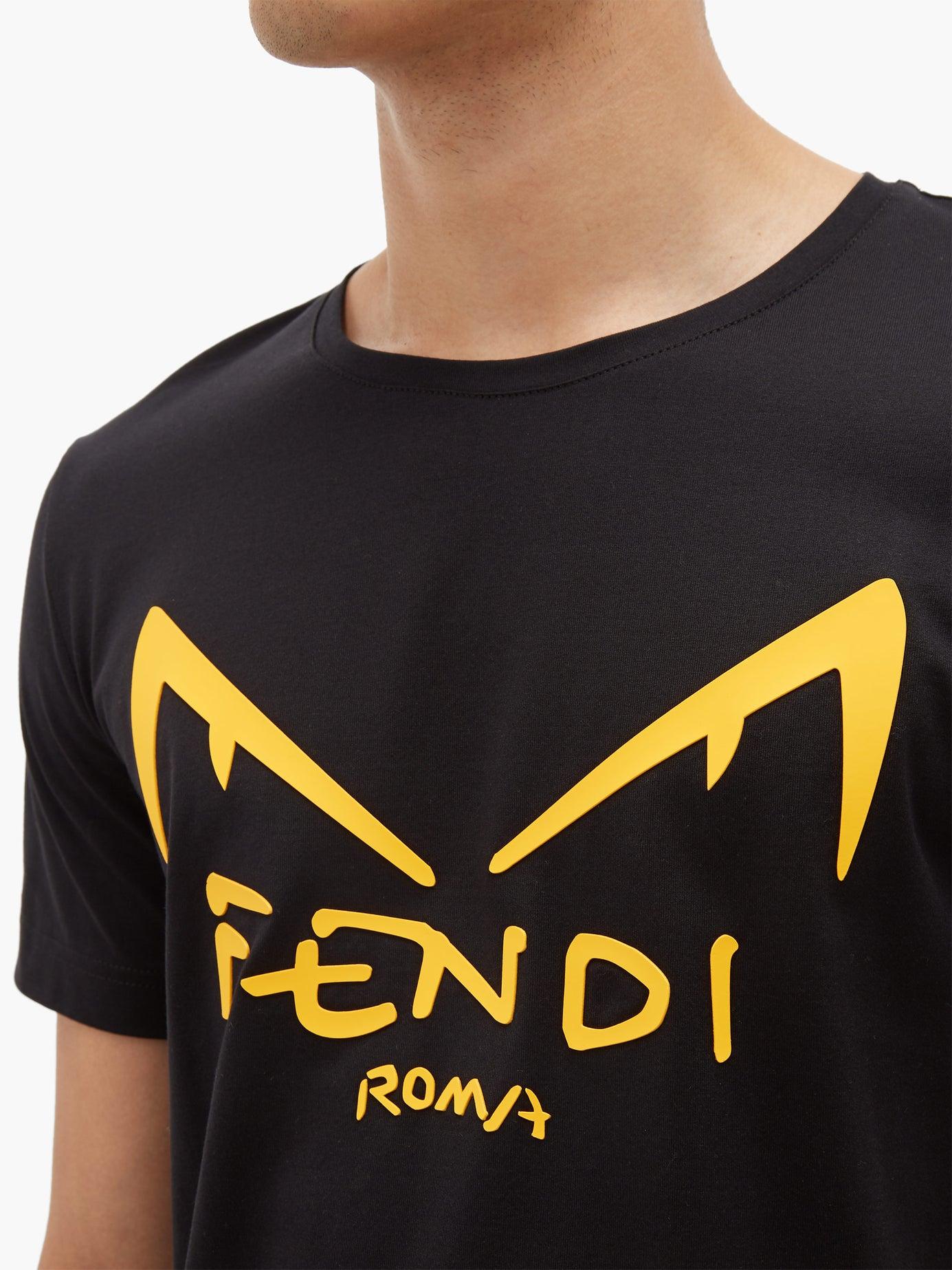 Fendi Eyes Logo Print Cotton T Shirt in Black/Yellow (Black) for Men - Lyst