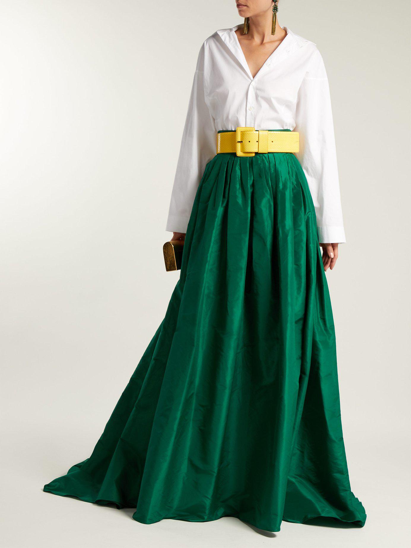 Carolina Herrera High Rise Silk Taffeta Ball Gown Skirt in Green - Lyst