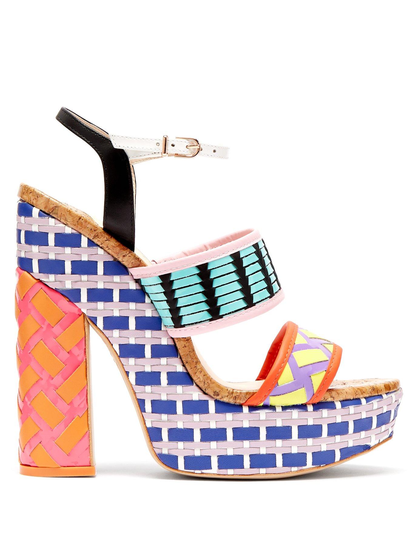 Sophia Webster Leather Celia Platform Colorblock Sandals in Blue - Lyst