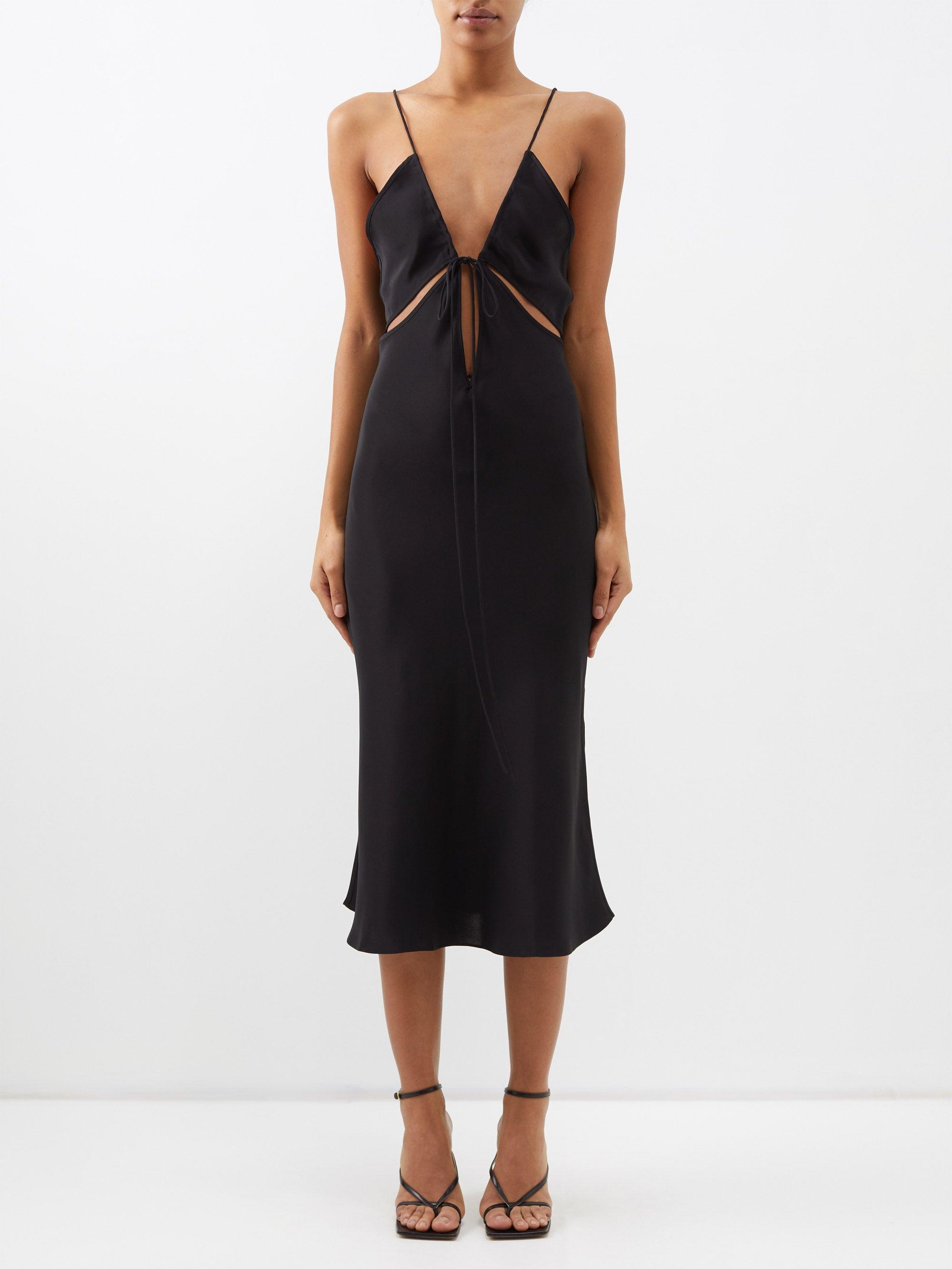 Christopher Esber Triquetra Cutout Silk Slip Dress in Black | Lyst