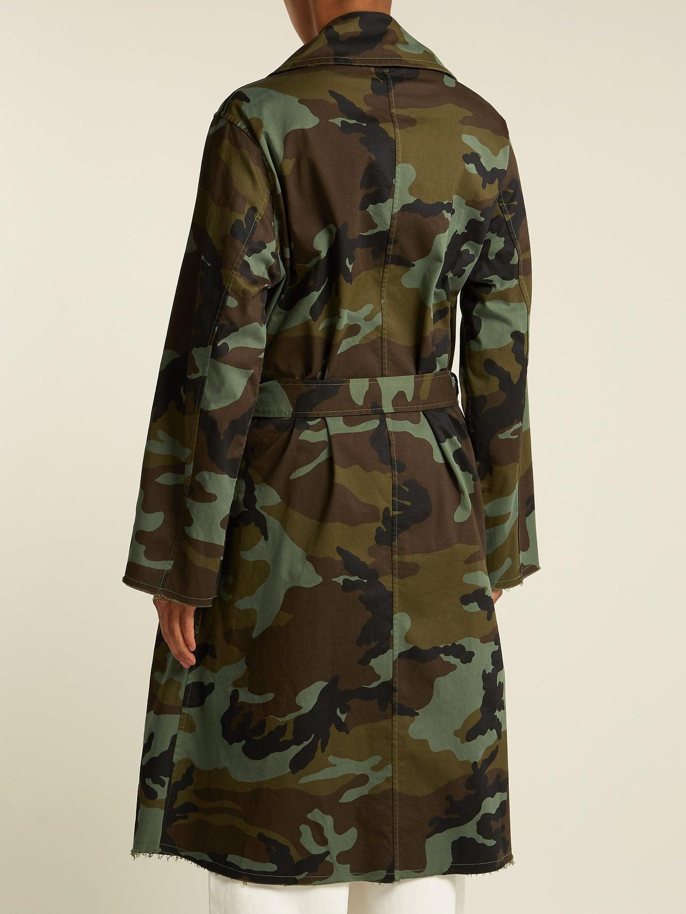 Nili Lotan Farrow Camouflage-print Cotton-blend Trench Coat in Khaki ...
