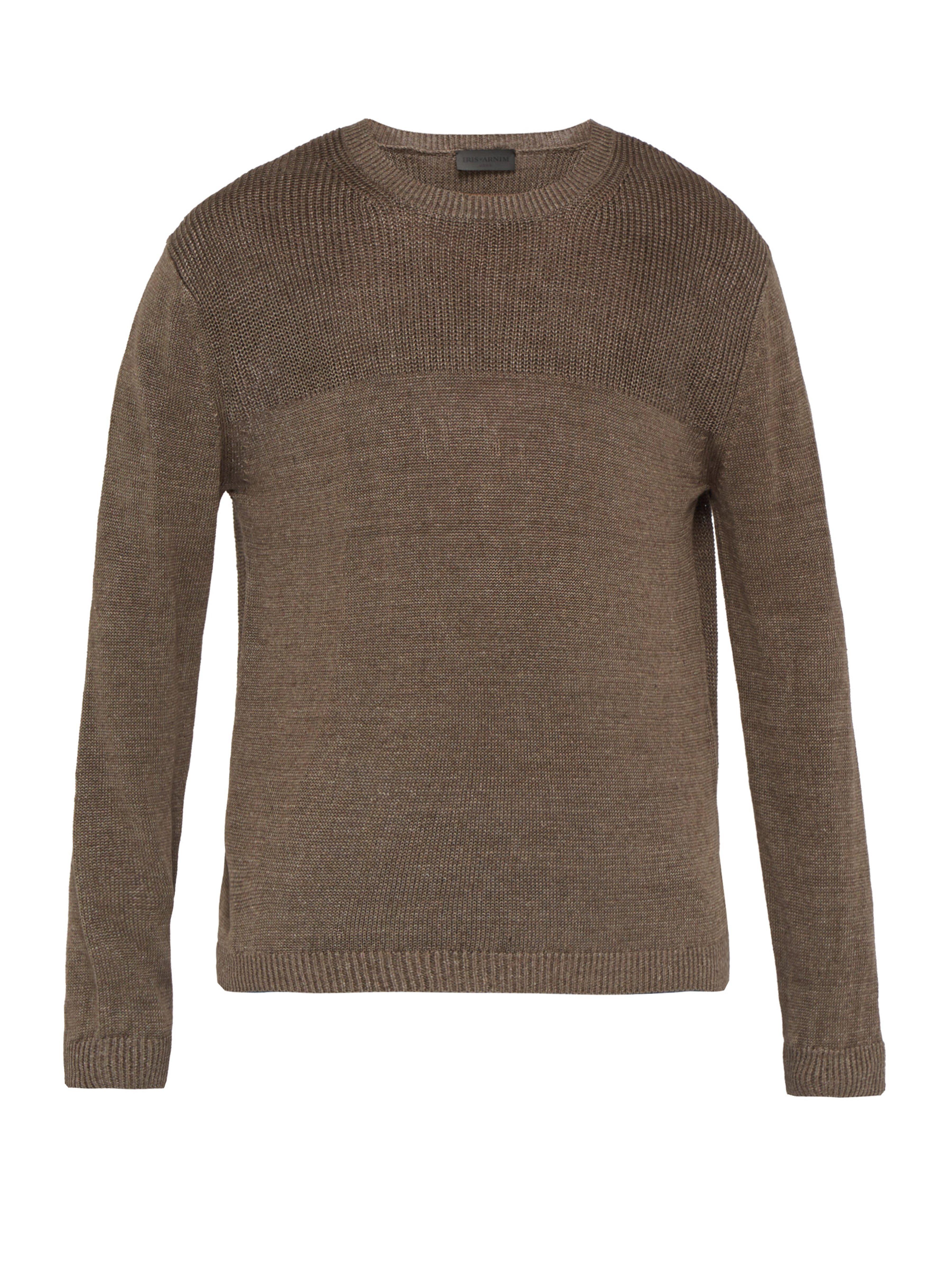 Iris Von Arnim Felix Contrast Stitch Linen Sweater in Brown for Men - Lyst