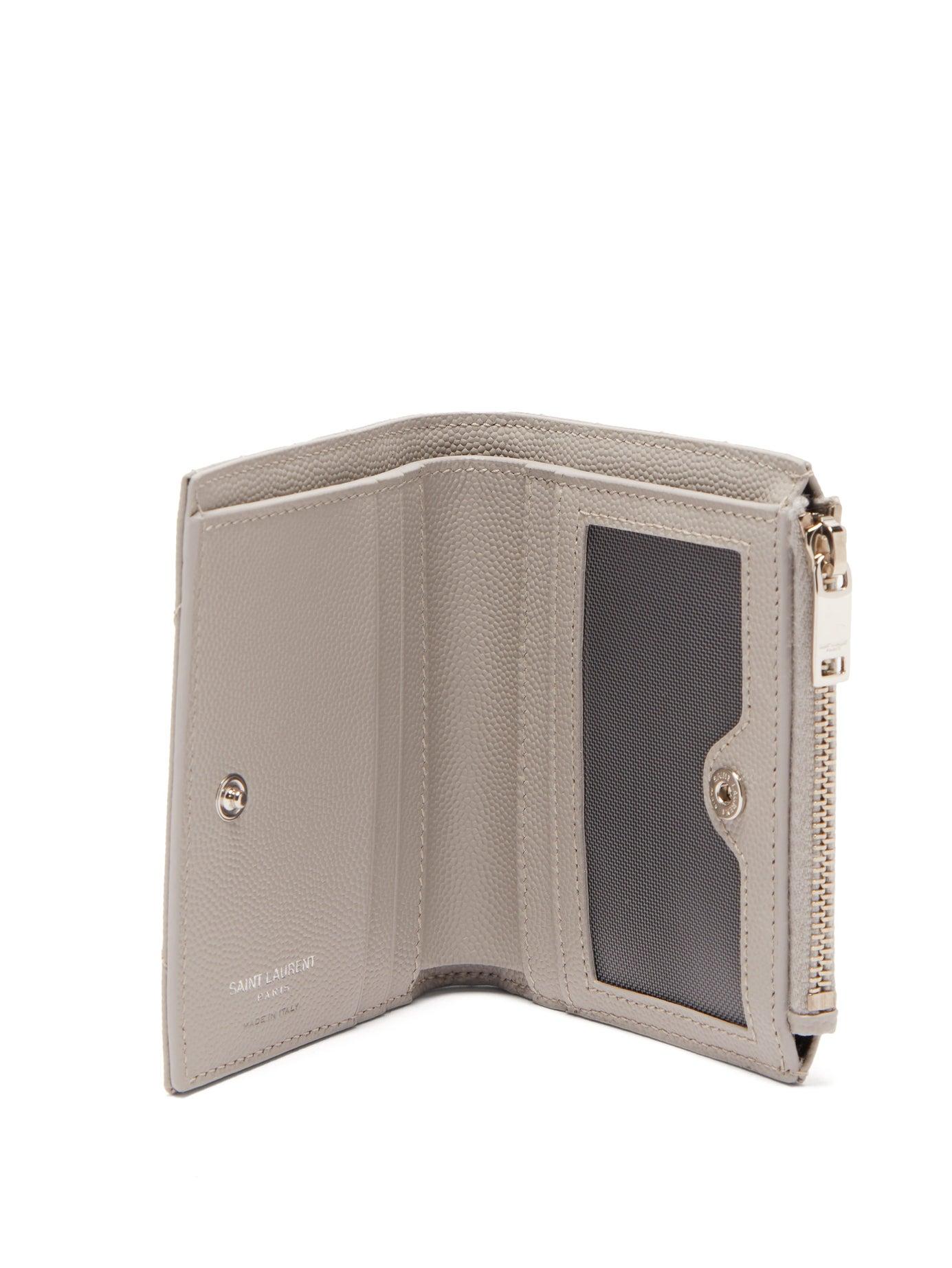 Saint Laurent Ysl-monogram Quilted-leather Wallet in Light Grey (Gray ...