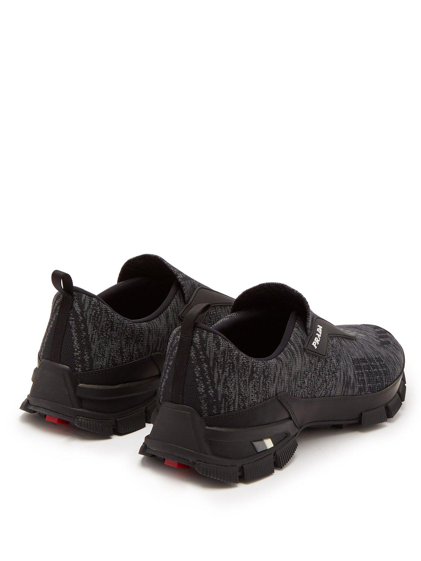 Prada Rubber Knitted Slip On Trainers in Gray for Men - Lyst