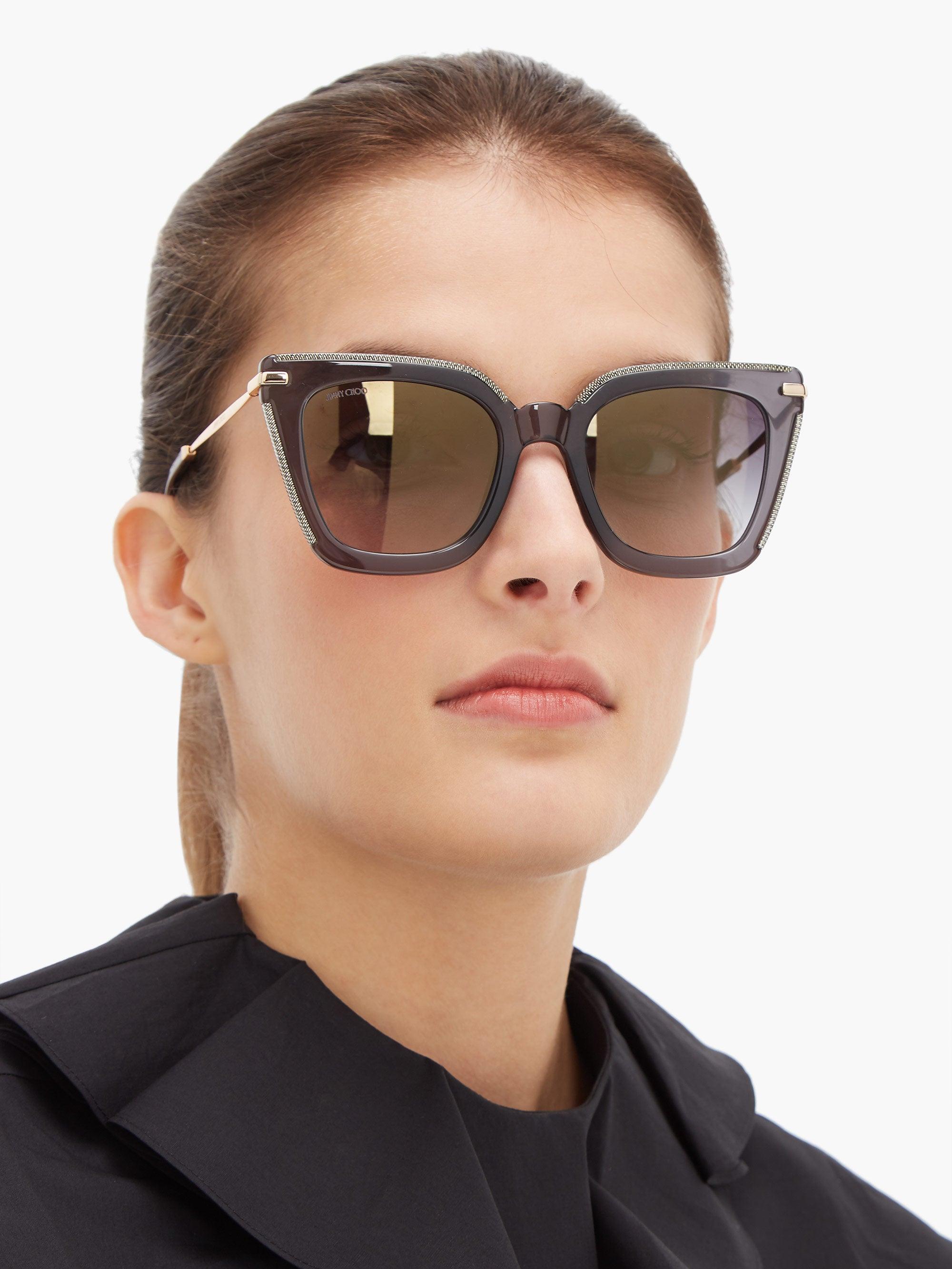 Jimmy Choo Ciara Square Glittered-acetate Sunglasses in Black | Lyst