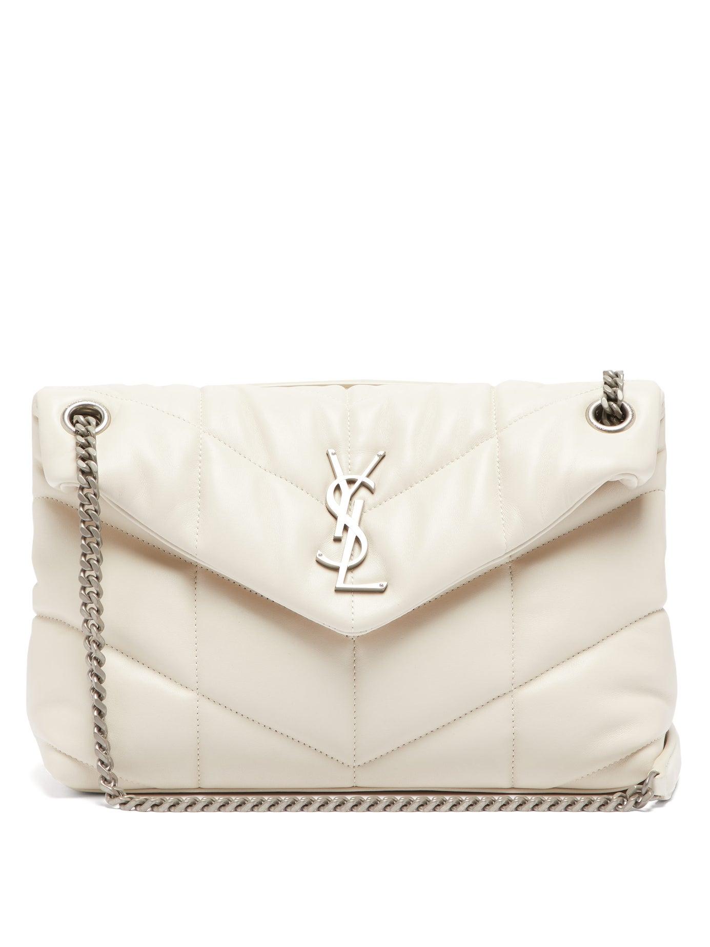 Saint Laurent Loulou Puffer Small Leather Shoulder Bag in White | Lyst