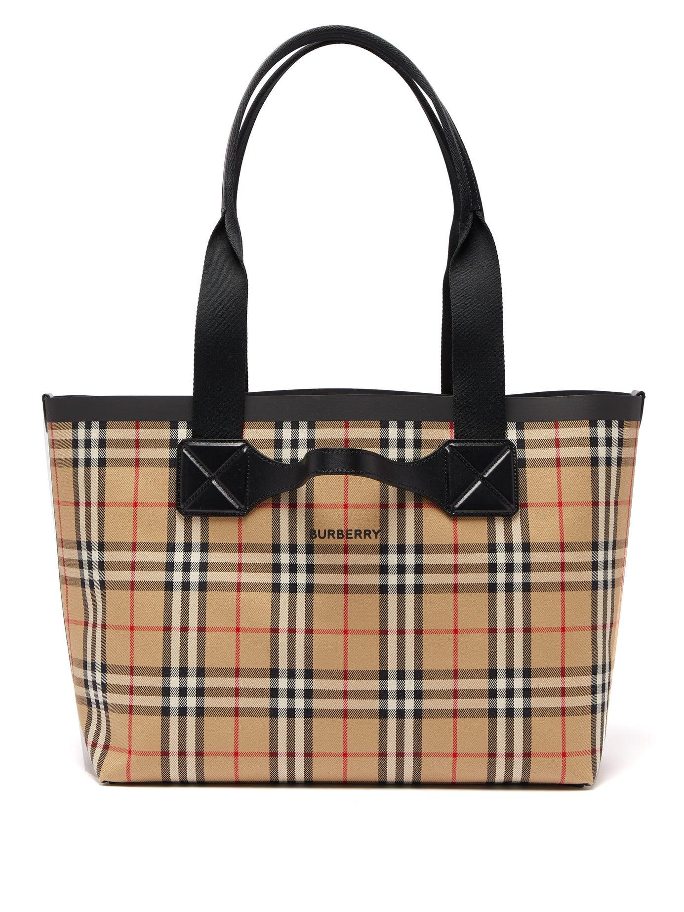 Burberry Md Giant Vintage Check Canvas Tote - Lyst