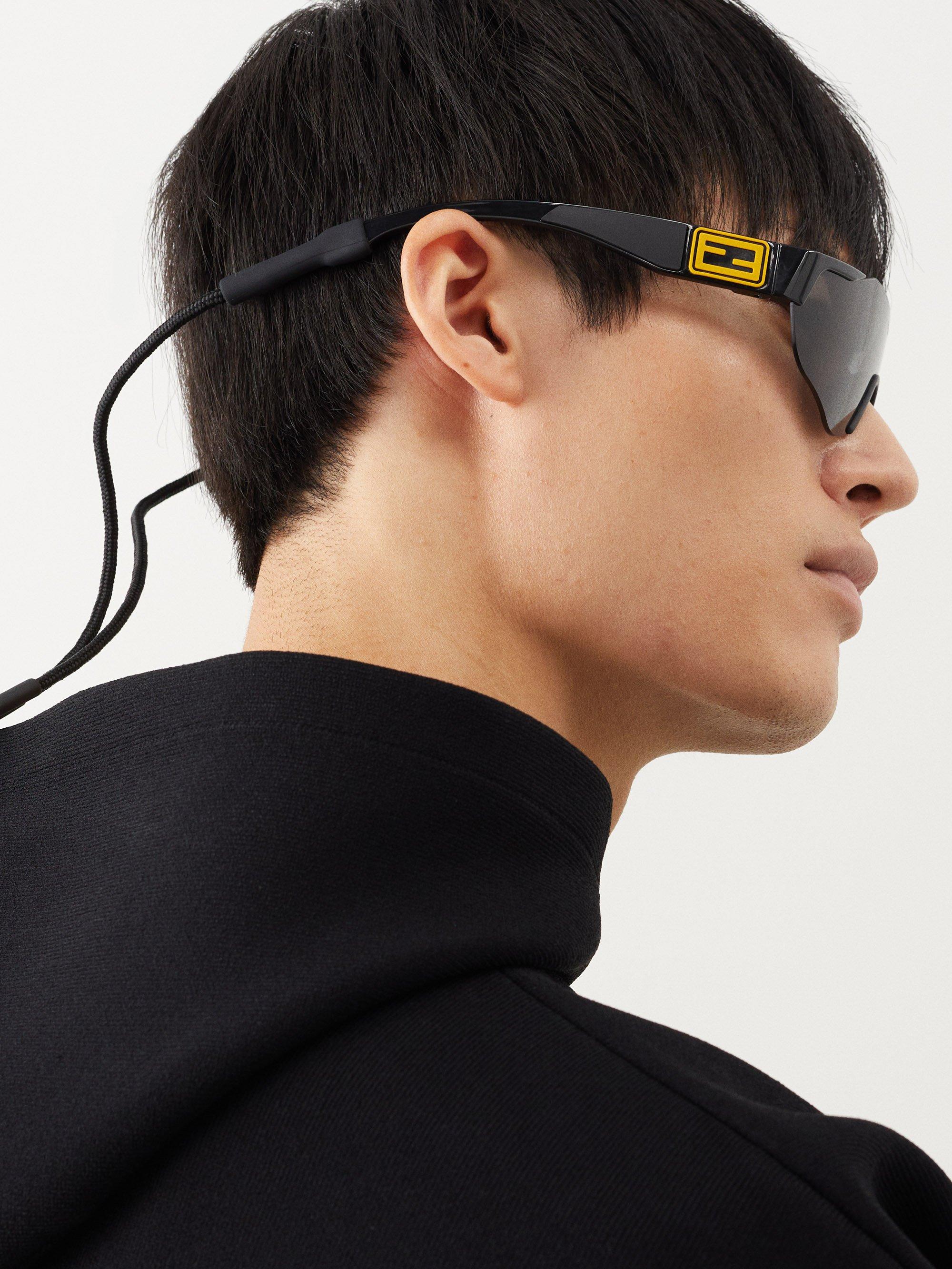 Fendi Sport Baguette Mask-frame Acetate Sunglasses in Gray for Men