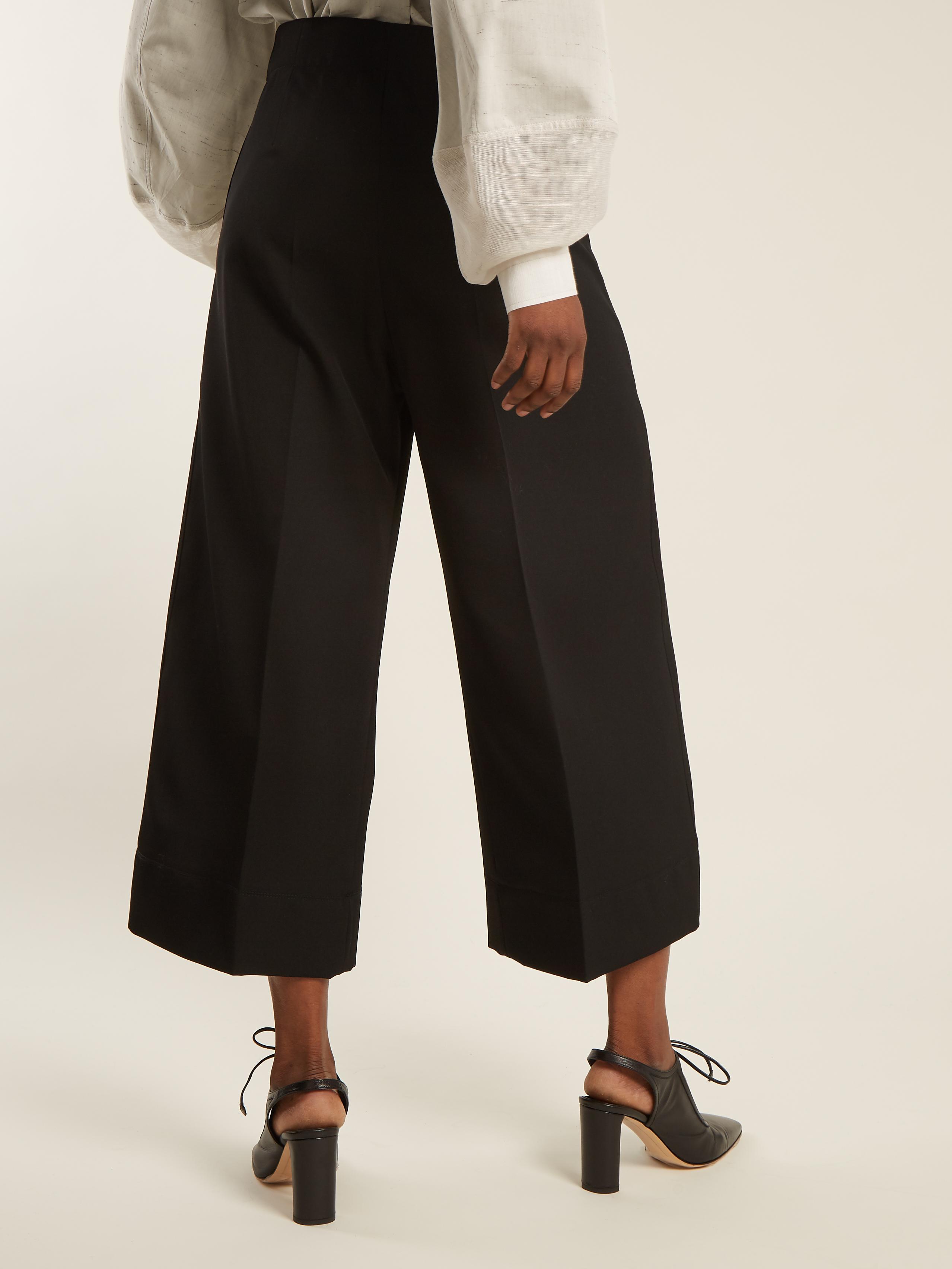 wool wide leg cropped pants