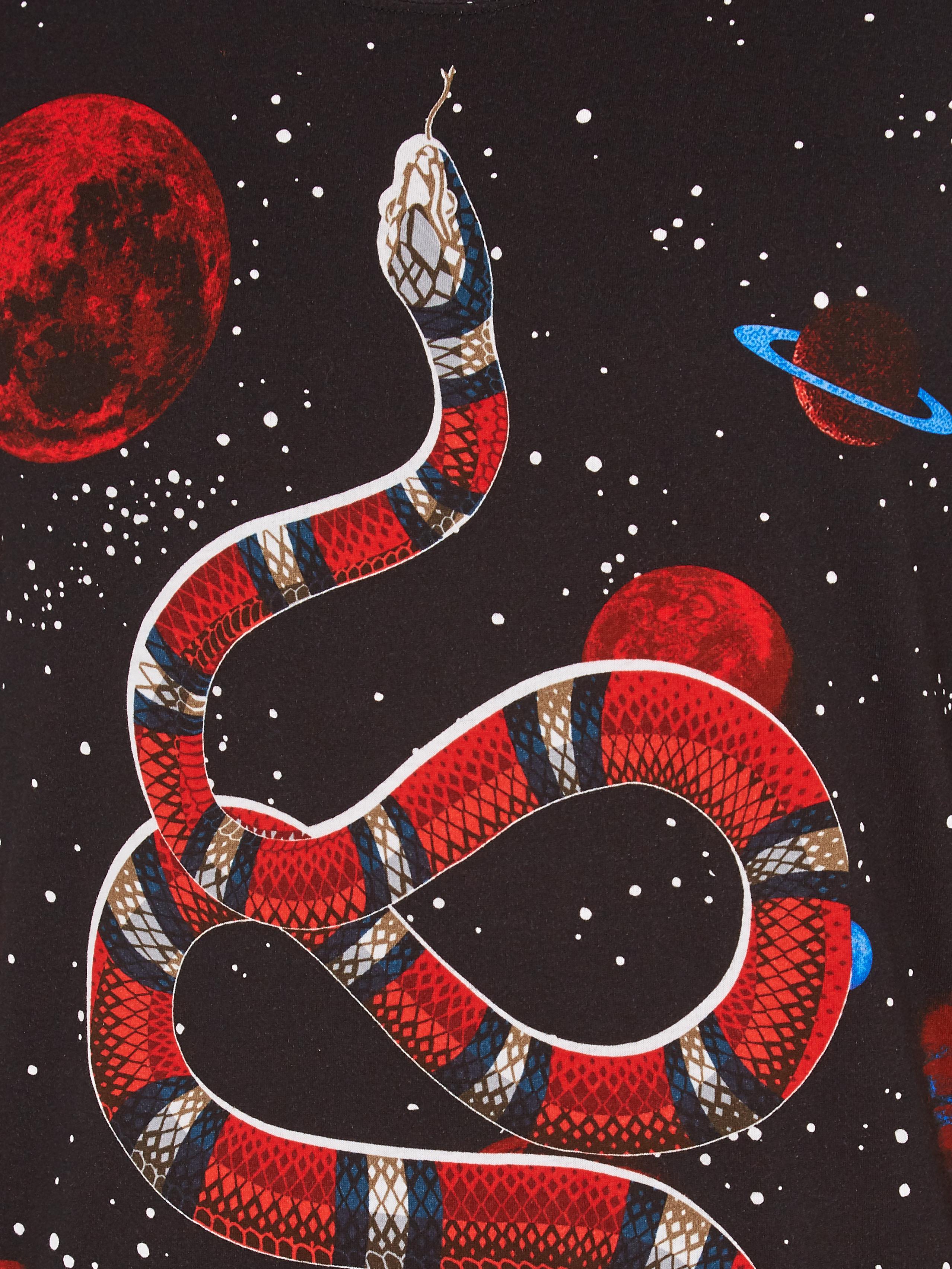 Gucci Space Snake-print Cotton T-shirt in Black for Men | Lyst