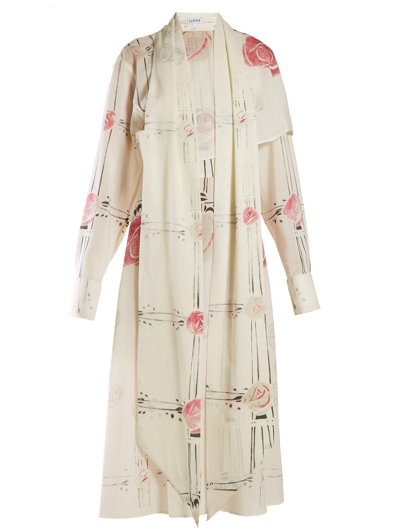 Loewe X Charles Rennie Mackintosh Rose Print Wool Dress Lyst