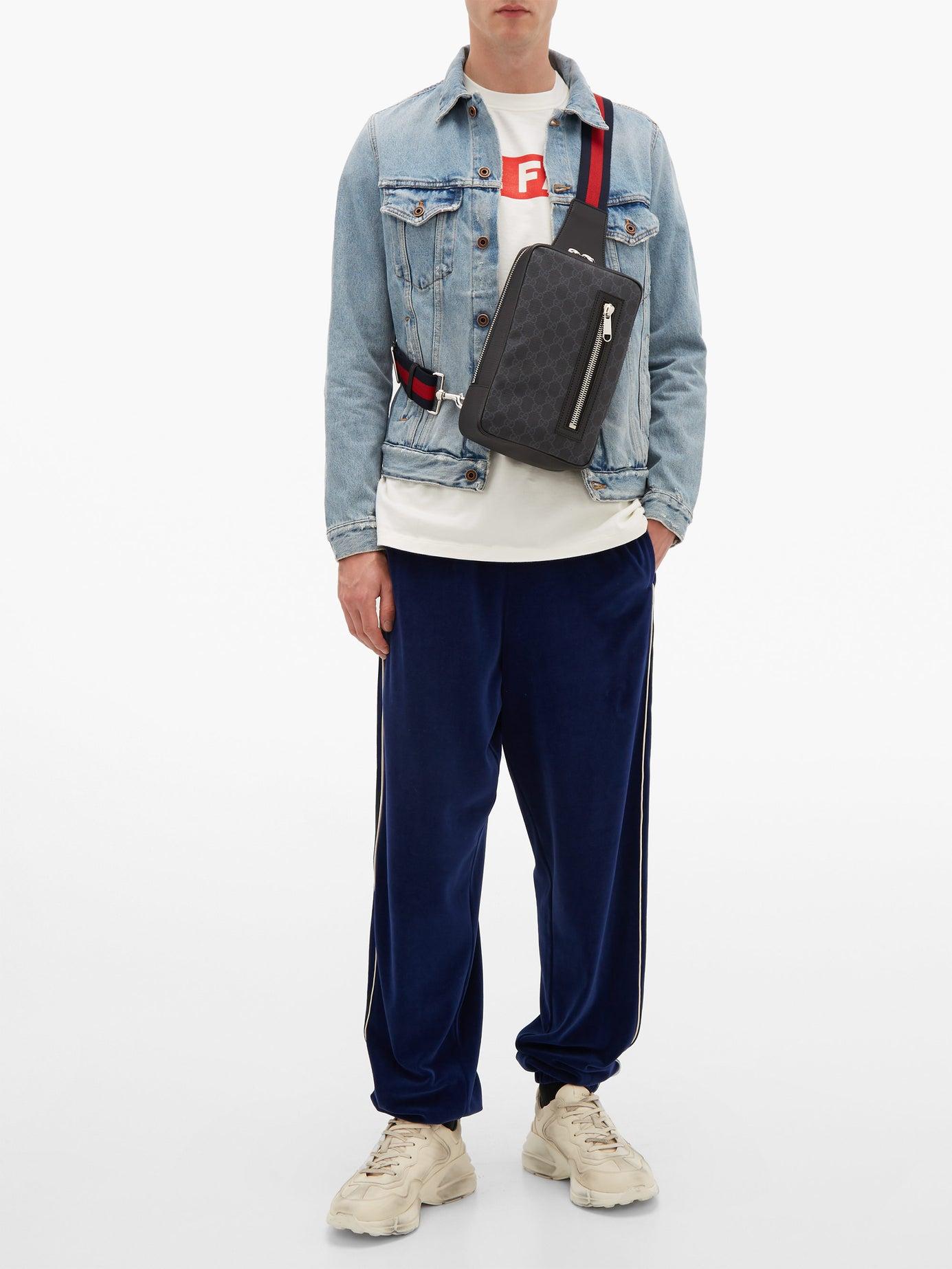 Gucci Gg Supreme Leather Crossbody Bag in Black for Men