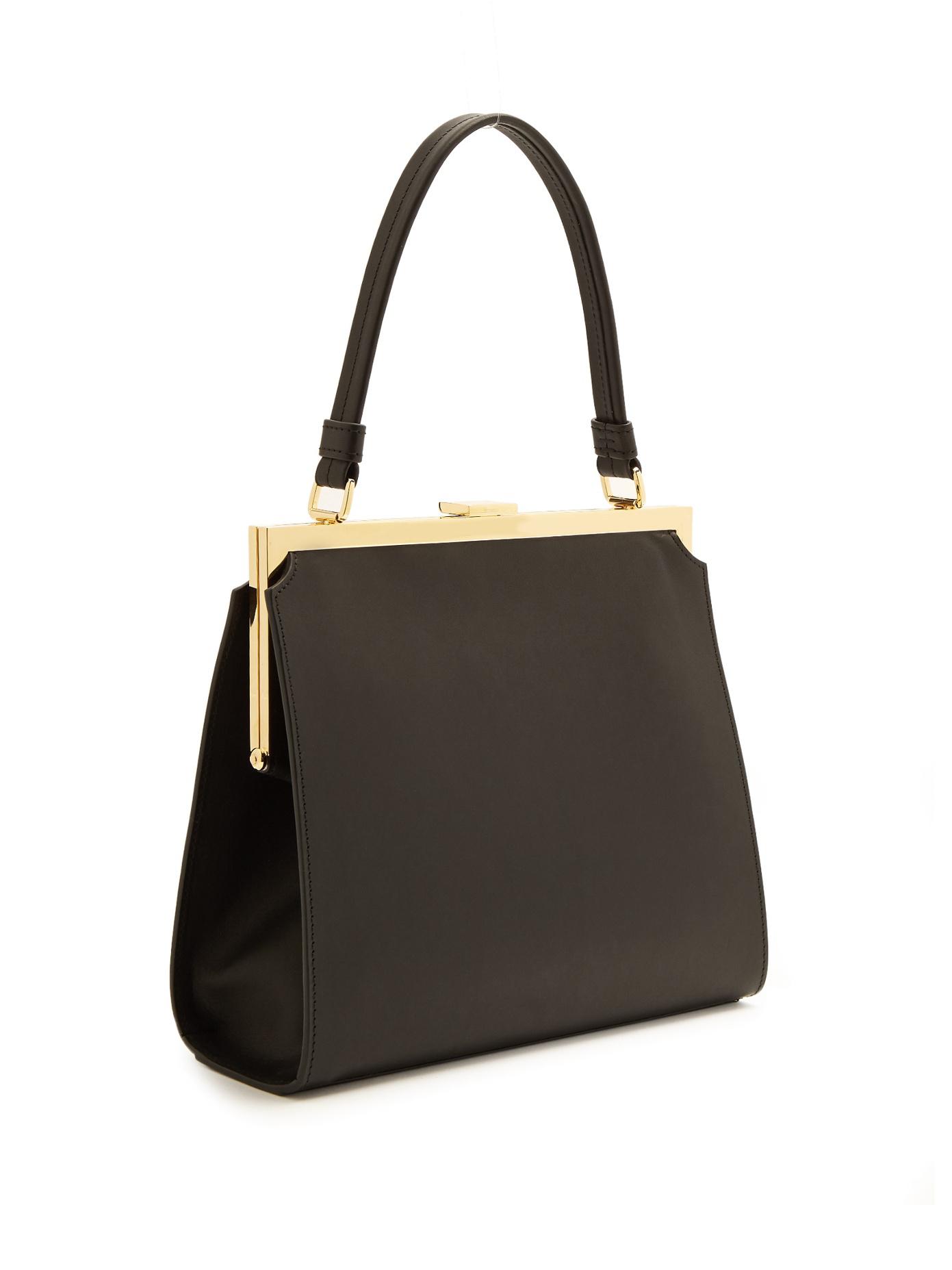 Mansur Gavriel Elegant Leather Top-Handle Bag in Black