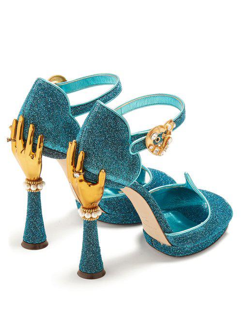 Dolce & Gabbana Hand-embellished Sandals in Blue | Lyst