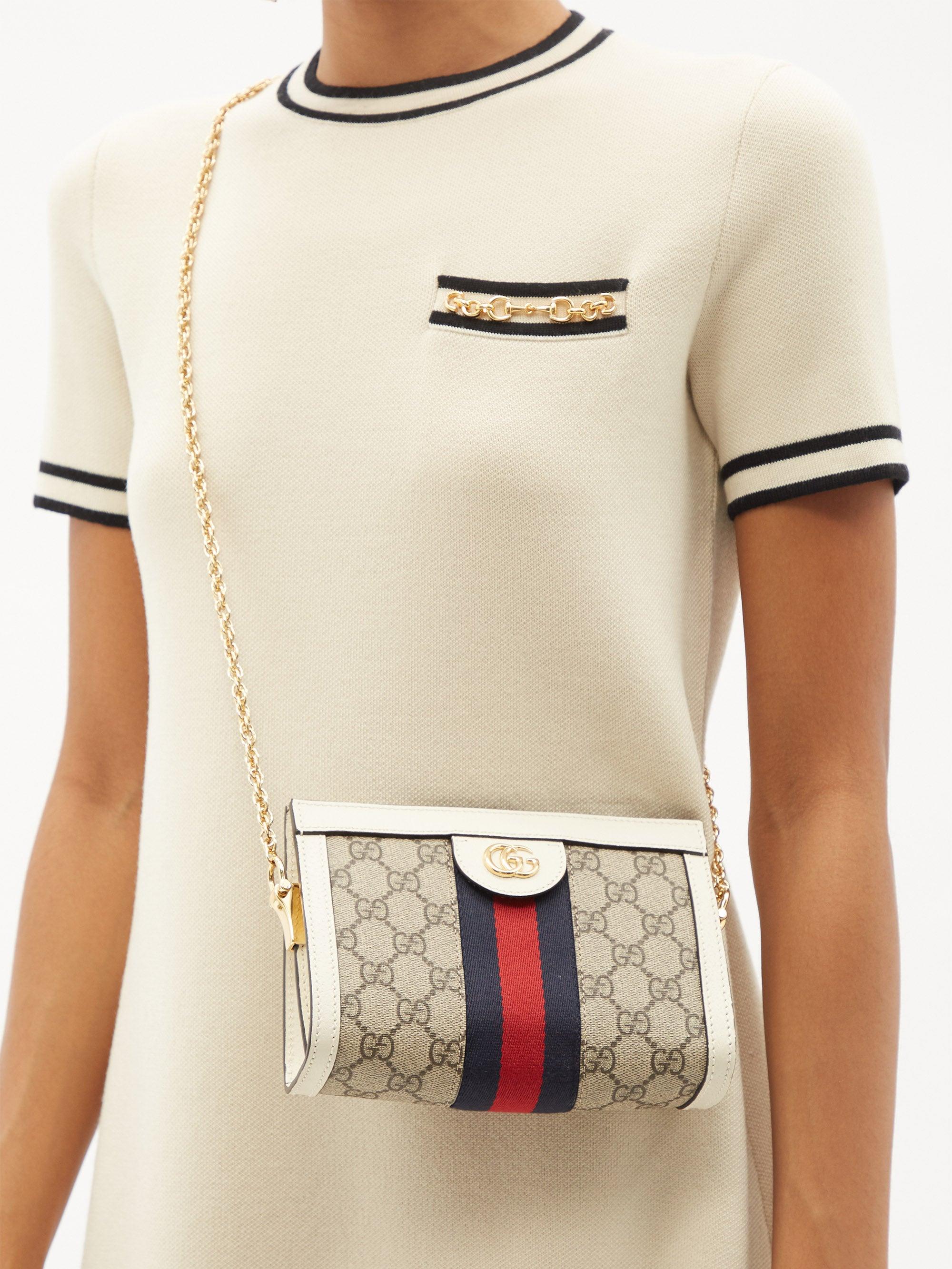 Gucci Ophidia Small Gg-canvas Cross-body Bag in Natural | Lyst