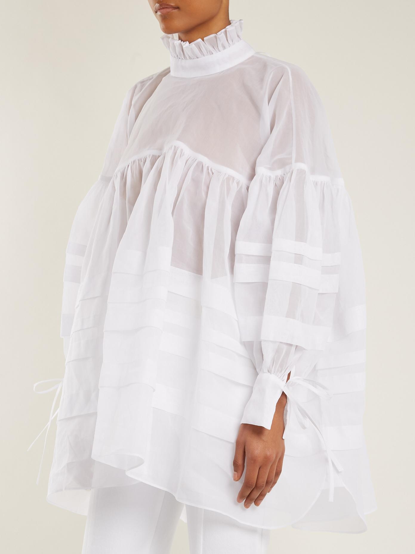 Cecilie Bahnsen Alberte Oversized Cotton Top in White - Lyst