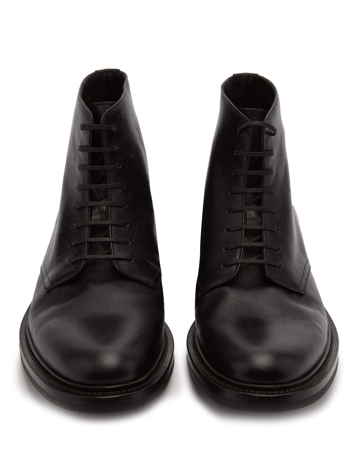 Saint Laurent Army Lace Up Leather Boots in Black for Men | Lyst