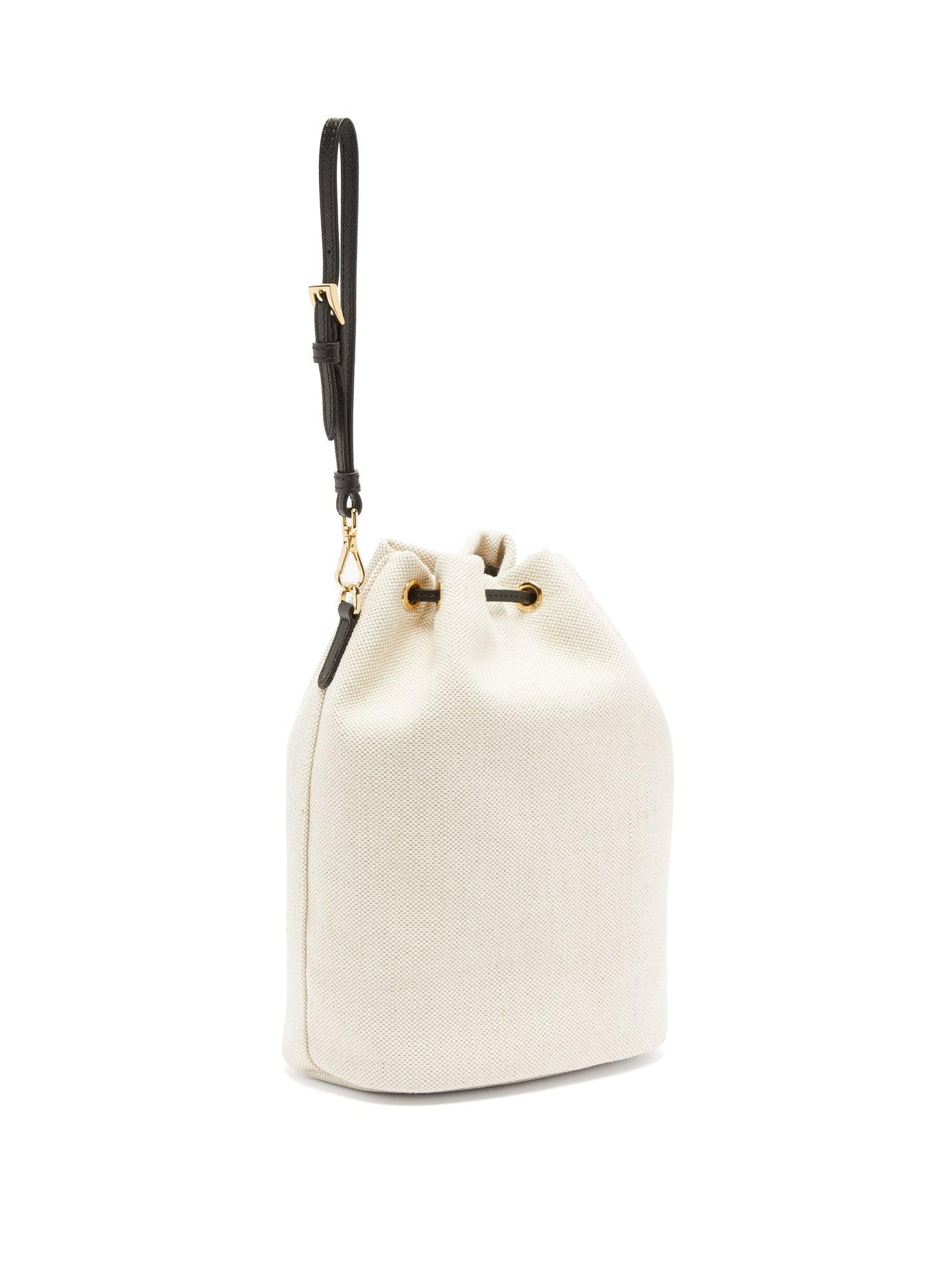 Prada Mistolino Drawstring Canvas Pouch in Natural Lyst