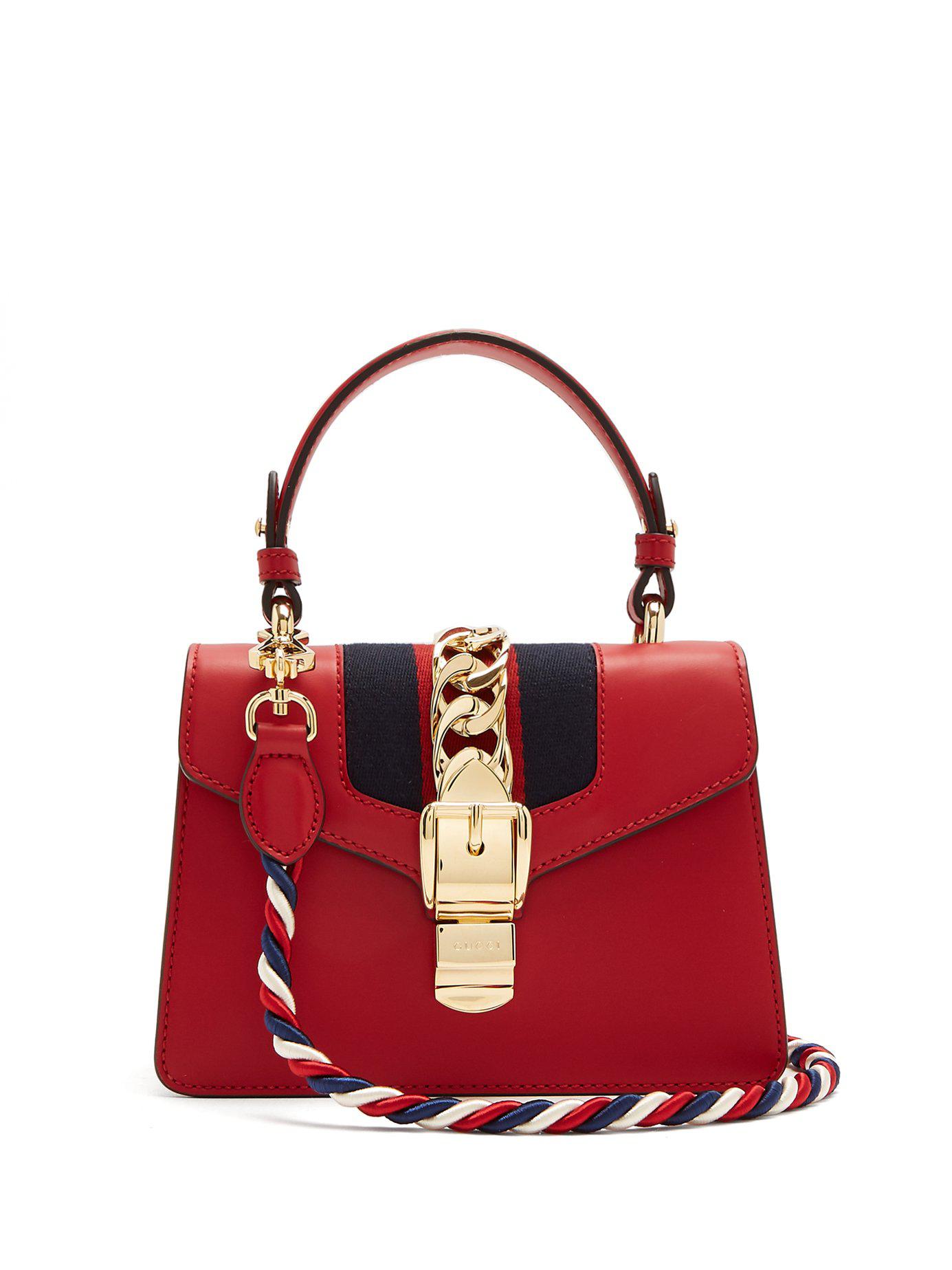 Sylvie leather handbag Gucci Red in Leather - 33370569
