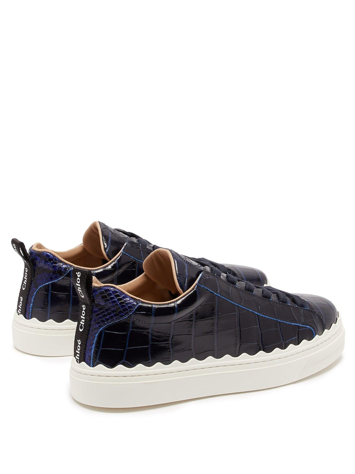 Chloé Lauren Scalloped-edge Leather Trainers - Lyst