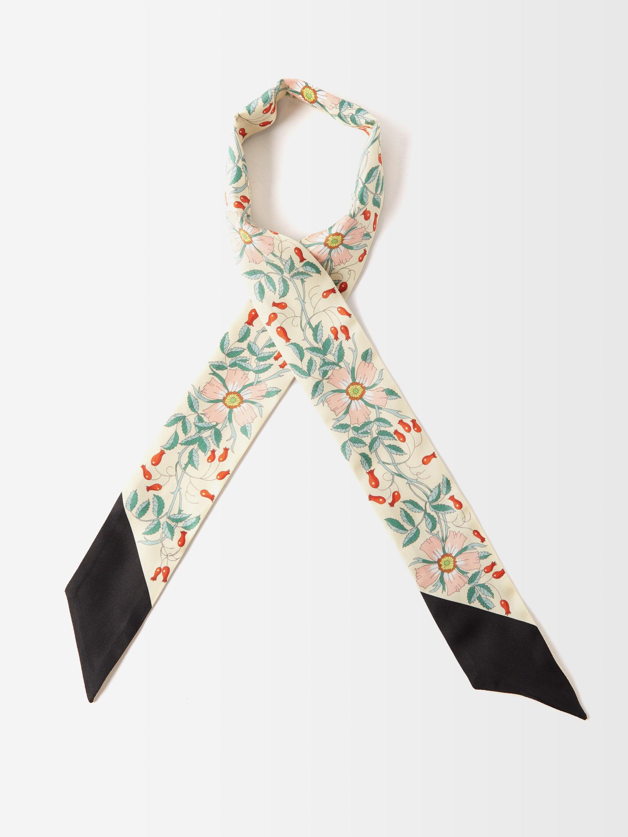 Gucci Floral-print Silk-twill Scarf | Lyst