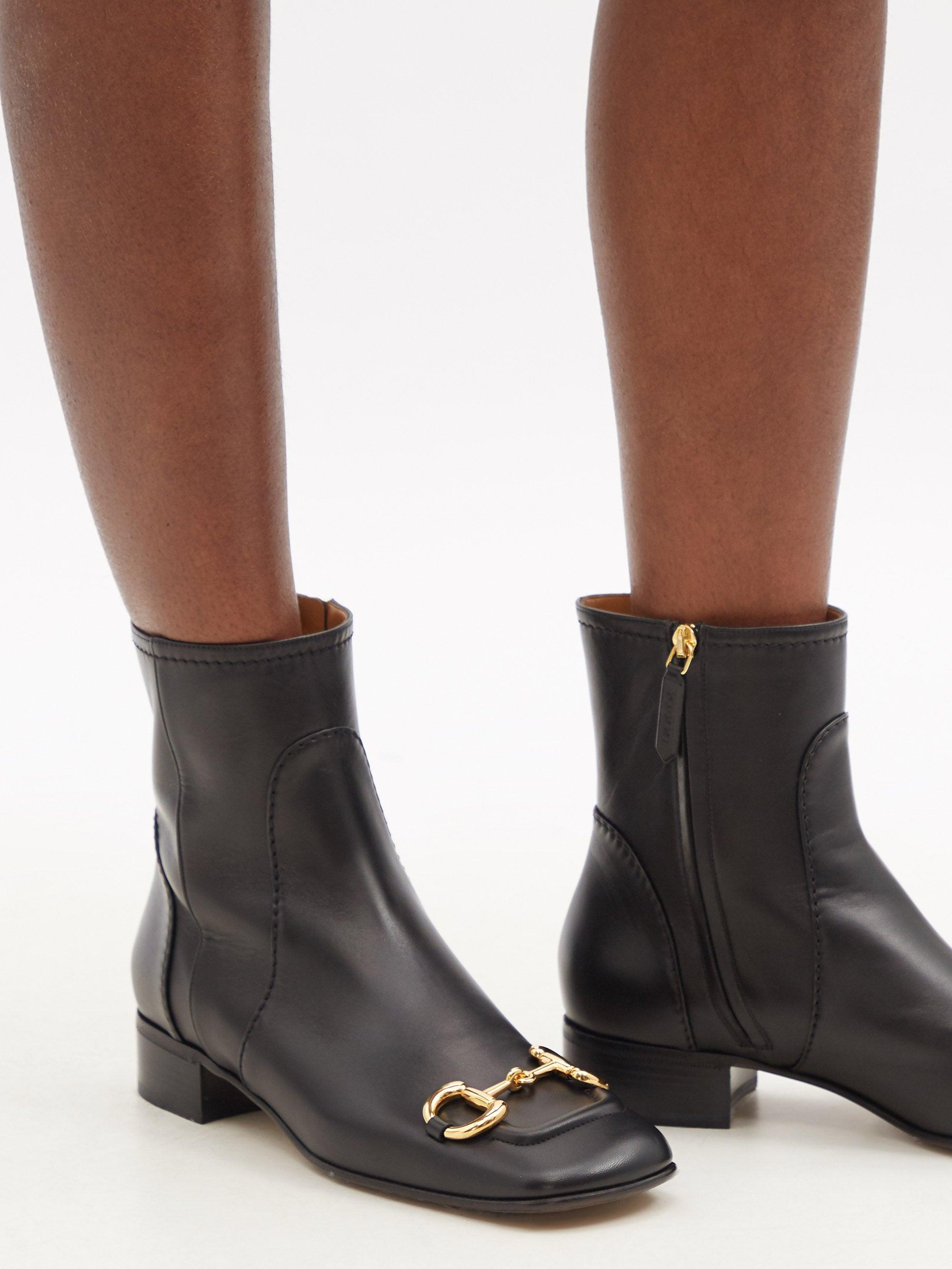 Gucci Horsebit Leather Ankle Boots in 