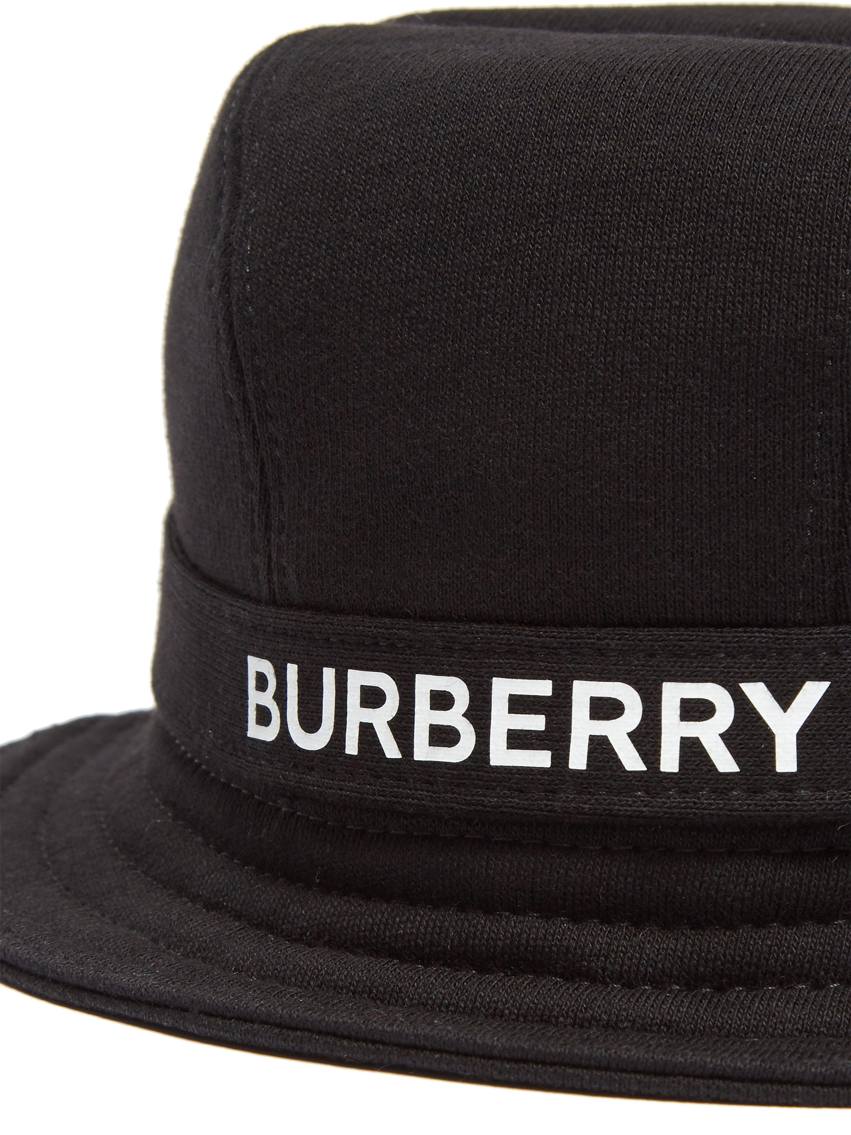 Burberry Logo Printed Cotton Jersey Bucket Hat in Black for Men Lyst