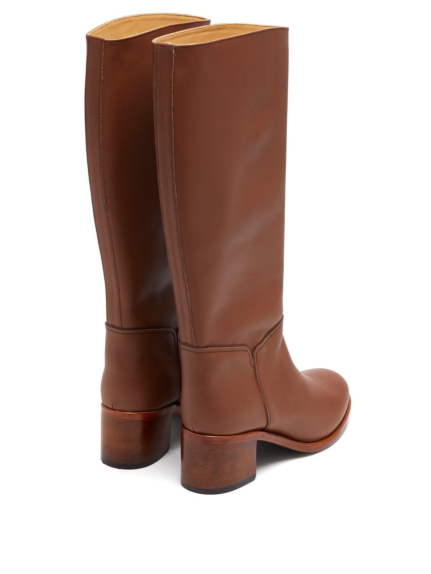 A.P.C. Iris Knee-high Leather Boots in Brown | Lyst