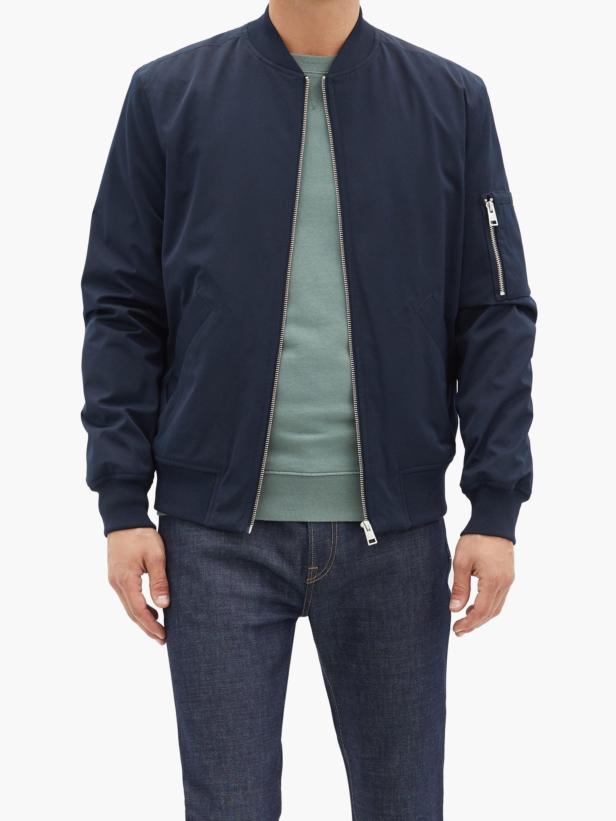 A.P.C. Cotton Ma-1 Padded Bomber Jacket in Navy (Blue) for Men - Lyst