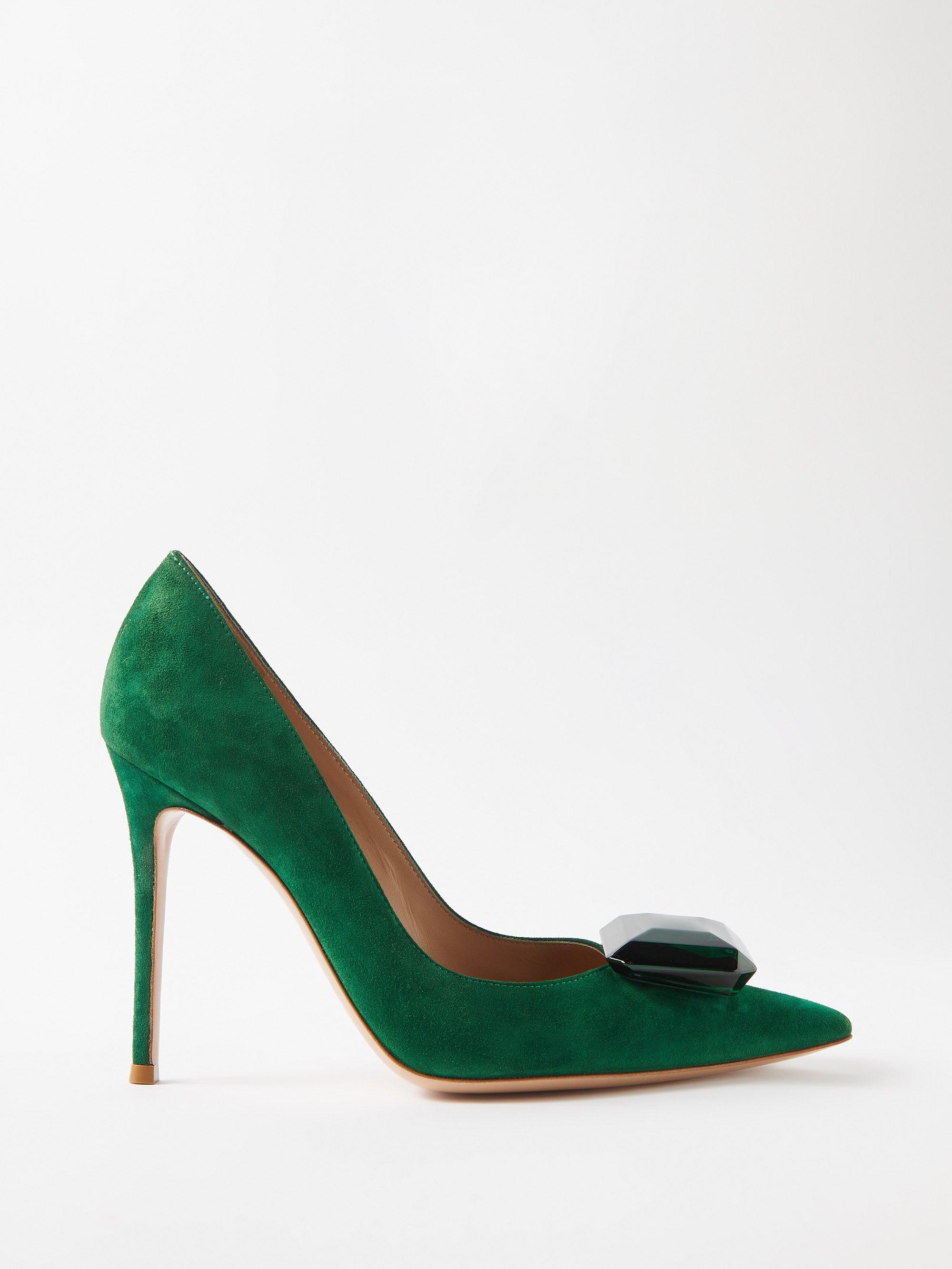 Gianvito Rossi Jaipur 105 Crystal-embellished Suede Pumps in Green | Lyst