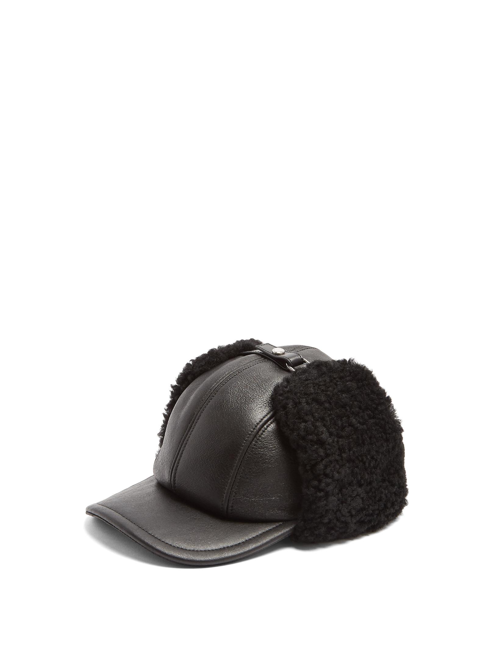 shearling baseball cap