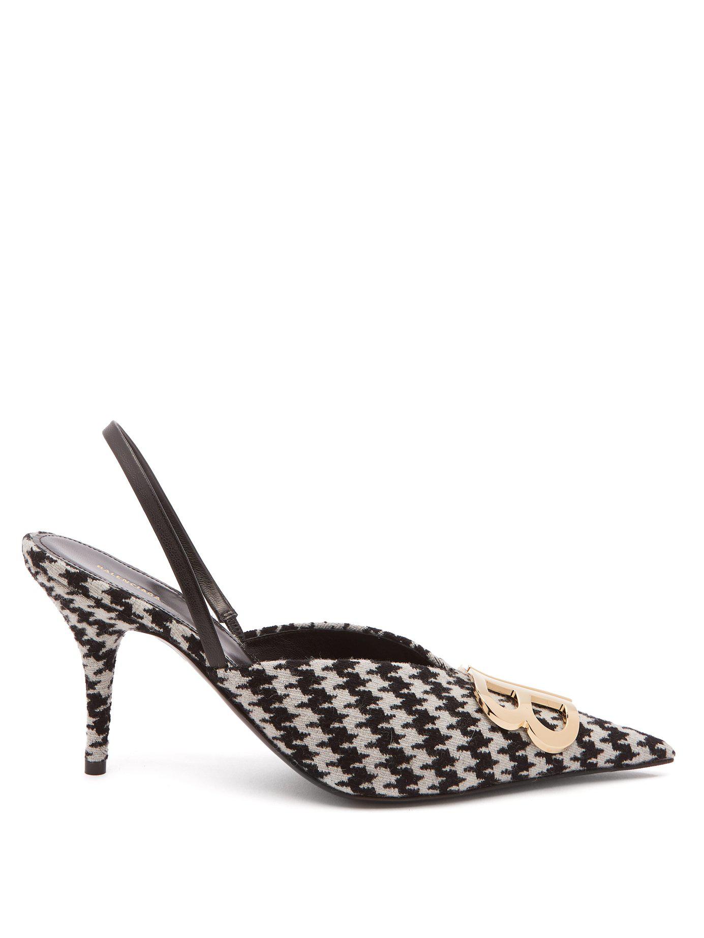 balenciaga bb knife houndstooth slingback pumps