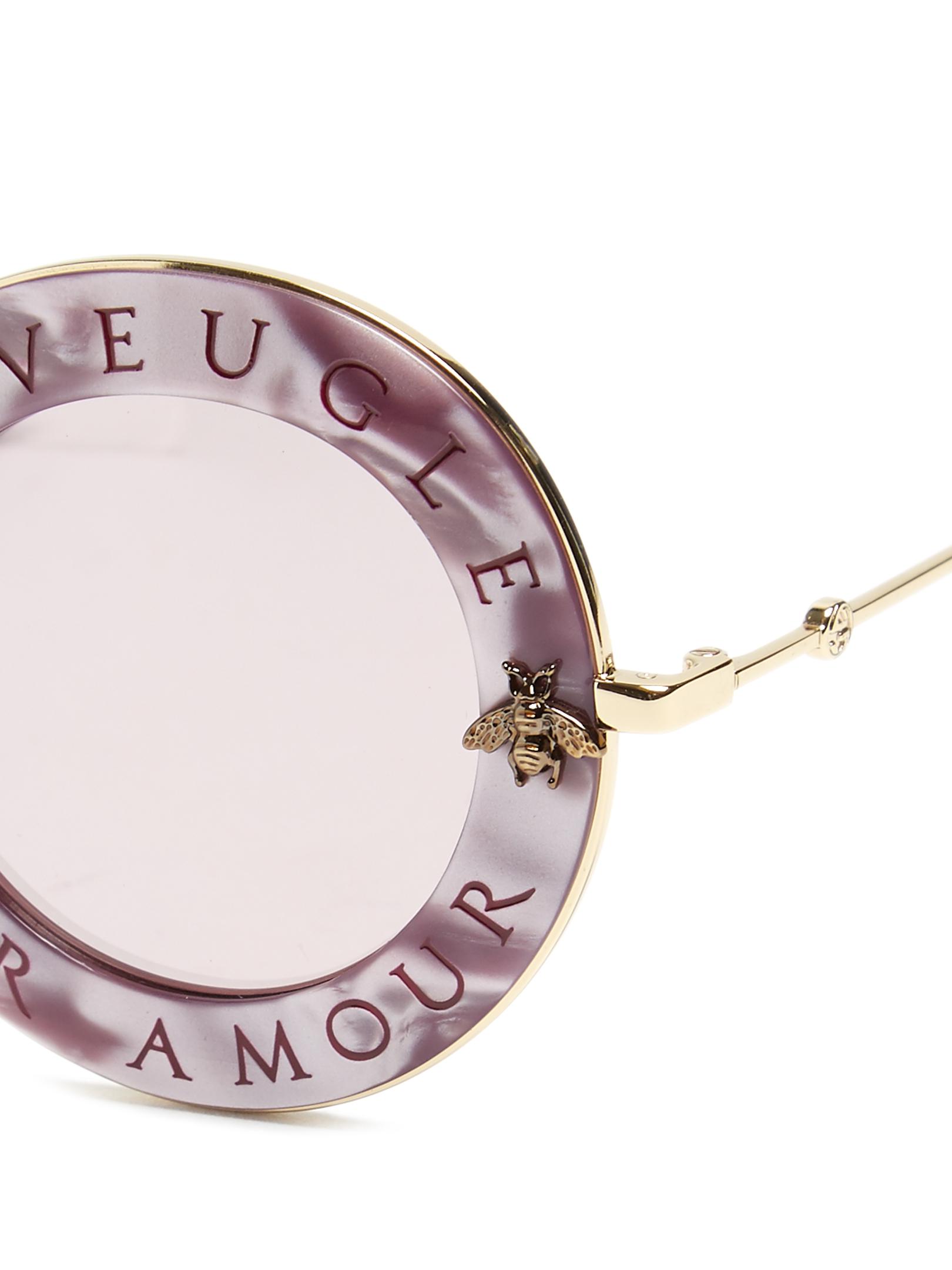 Gucci L'aveugle Par Amour Metal Sunglasses in Pink | Lyst