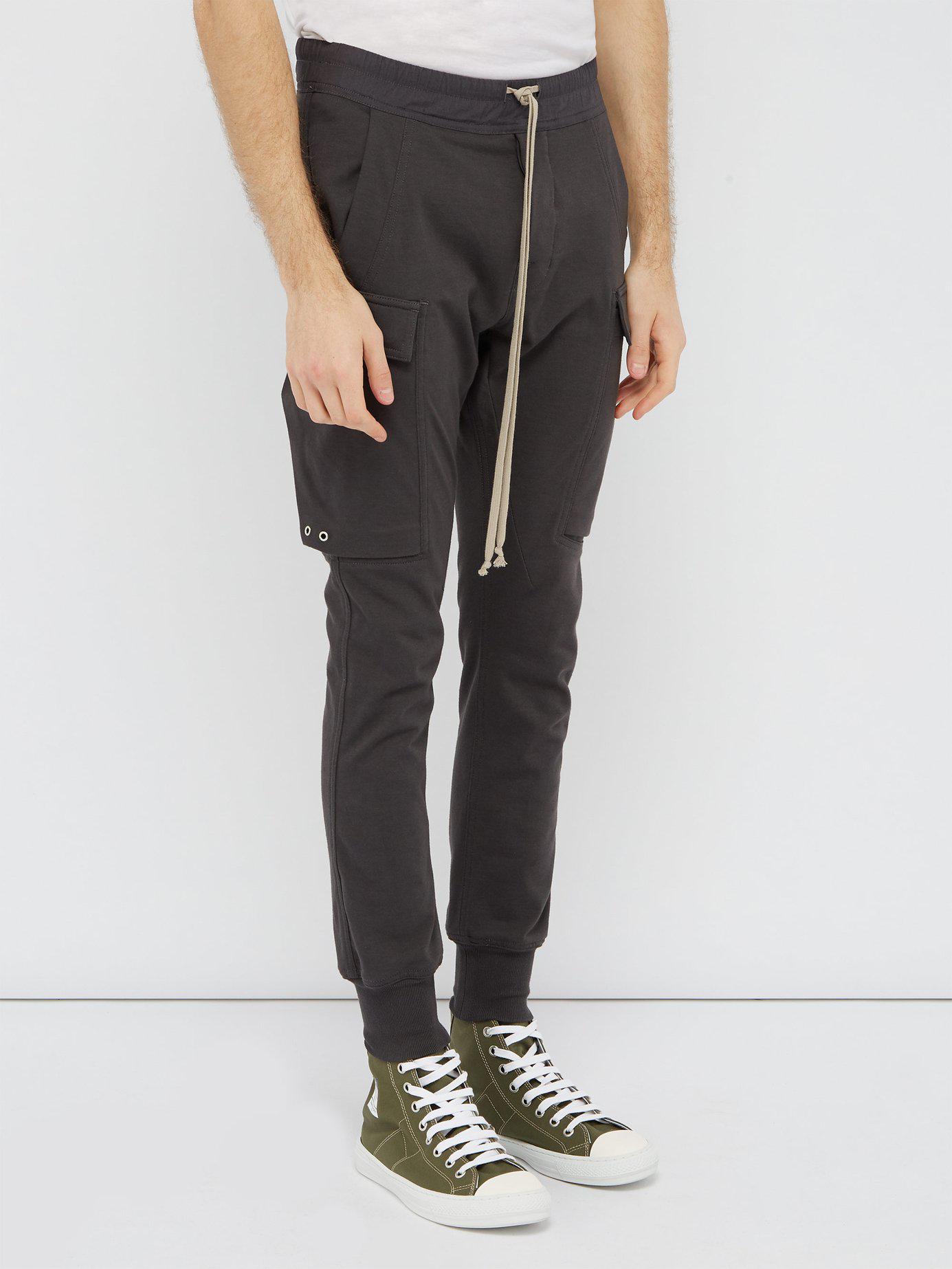 Rick Owens Babel Cotton Cargo Track Pants in Gray for Men - Lyst