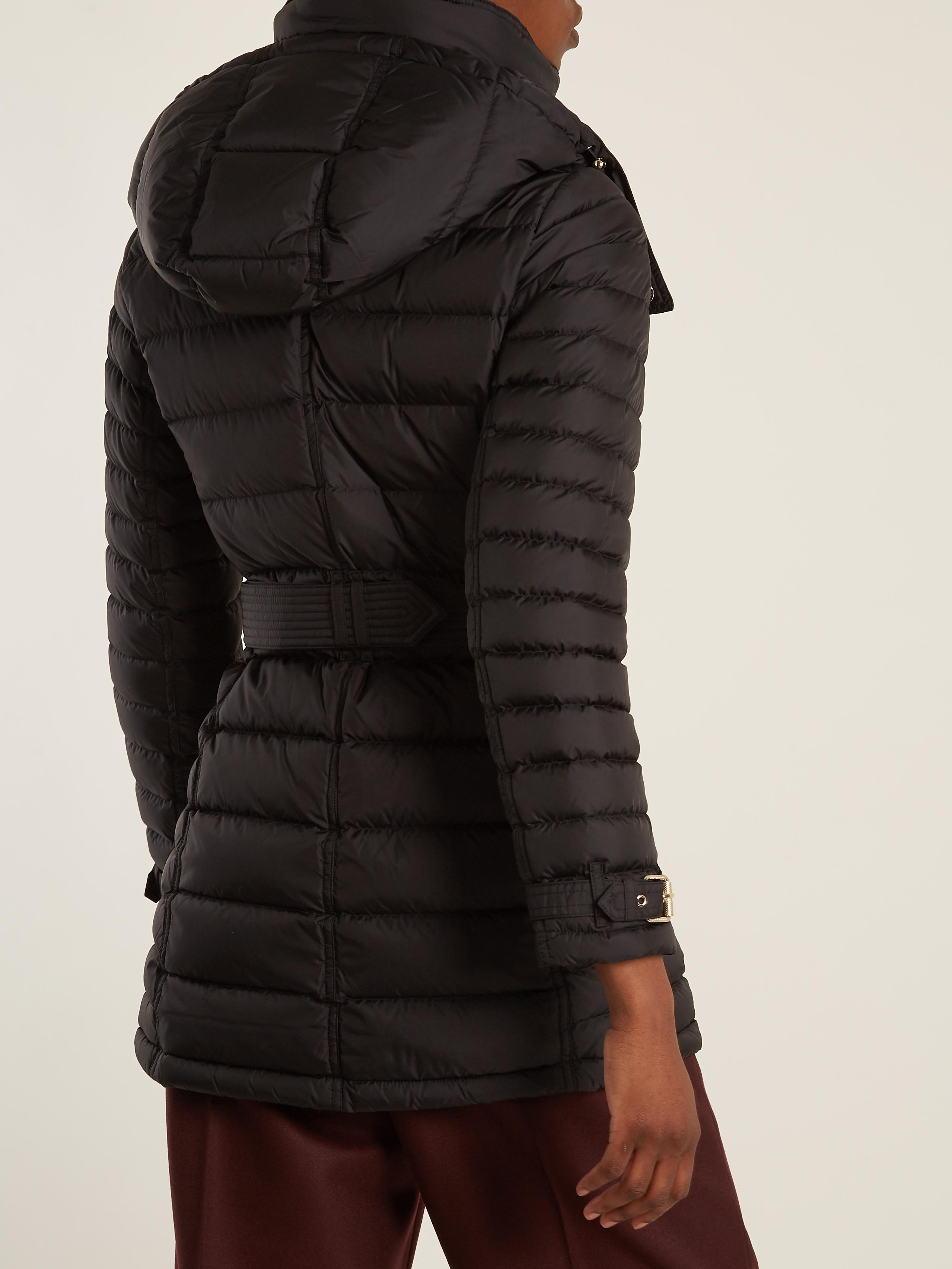 Burberry Harrowden Belted Quilted Down Coat in Black | Lyst