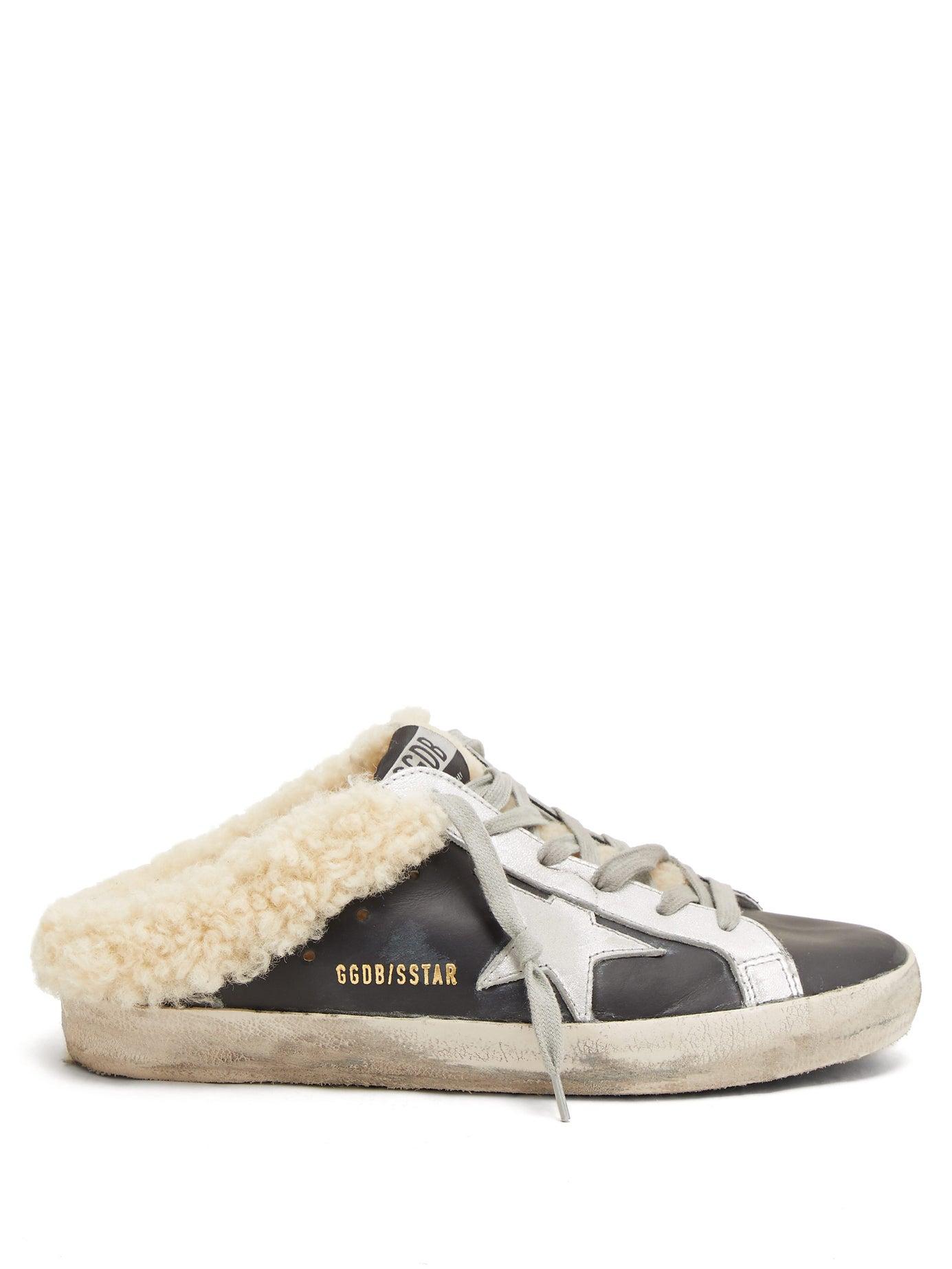 golden goose slip on shearling