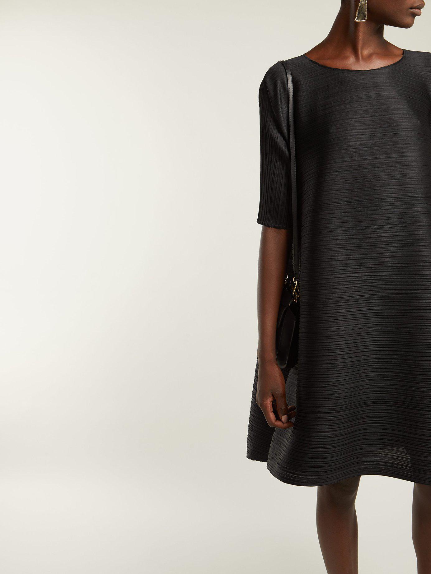 Pleats Please Issey Miyake Stratum Bounce Pleated Dress in Black