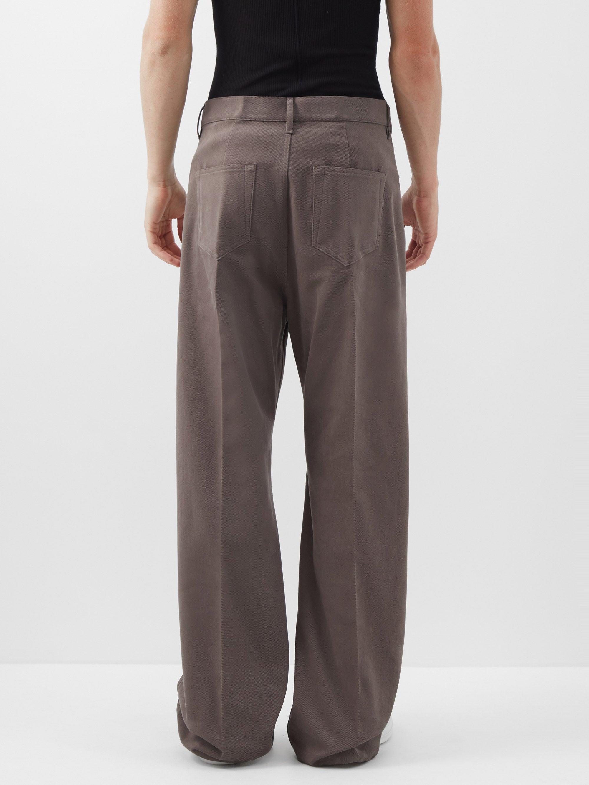 Rick Owens Geth Cotton-flannel Straight-leg Jeans in Gray for Men