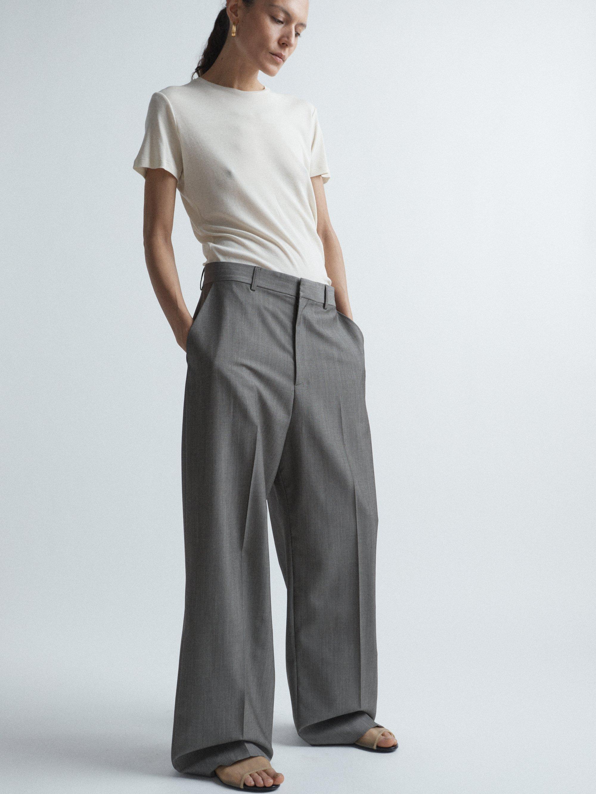 Flat front top wide leg trousers