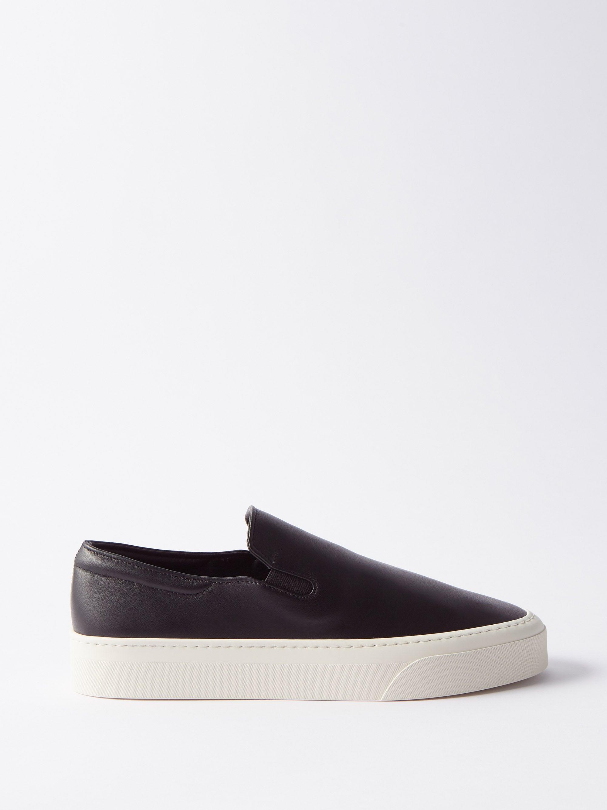 The Row Marie H Leather Slip-on Trainers in Black & White (Black) | Lyst